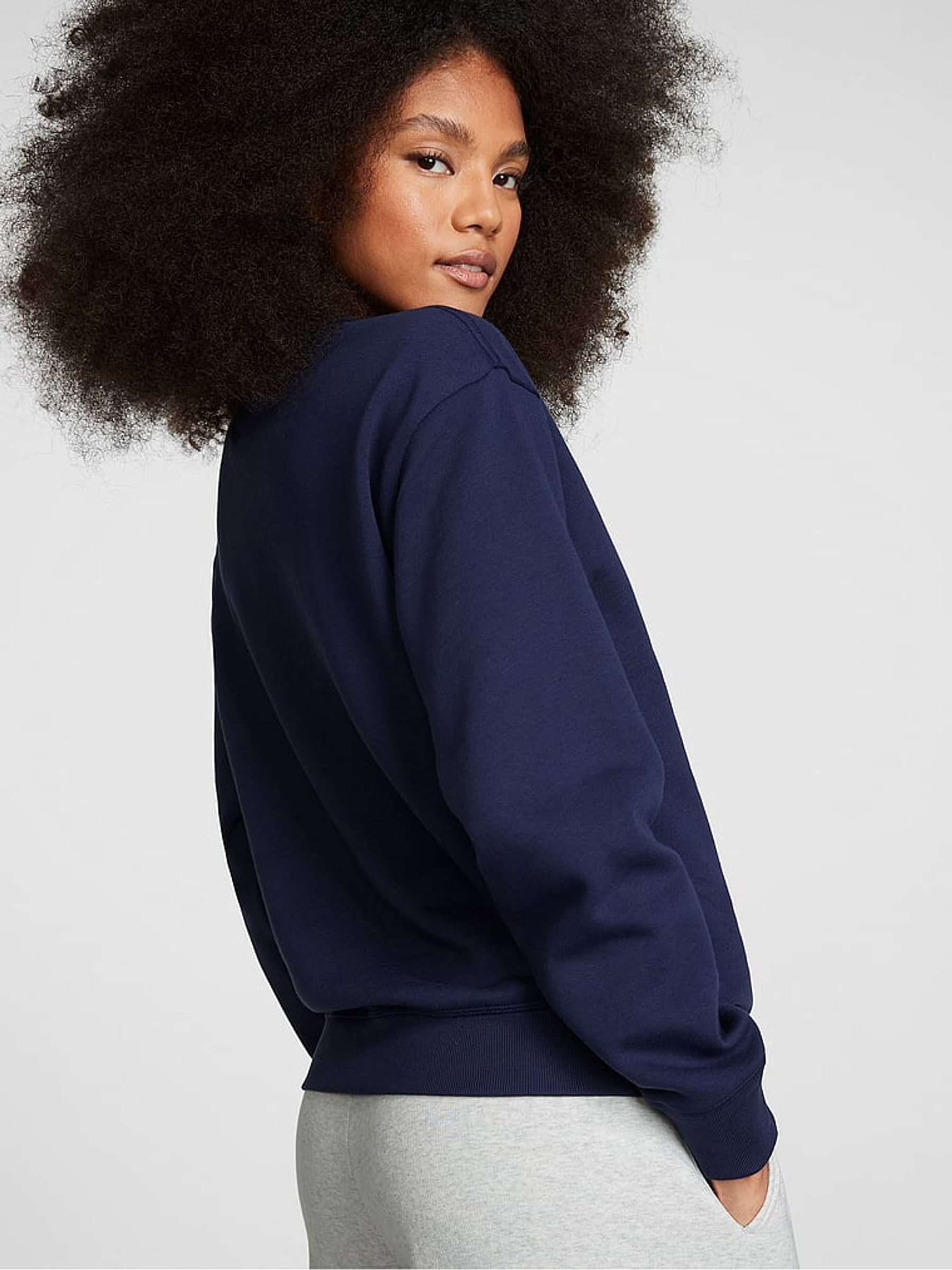 Midnight Navy Blue Fleece Oversized Sweatshirt - Image 2 of 4