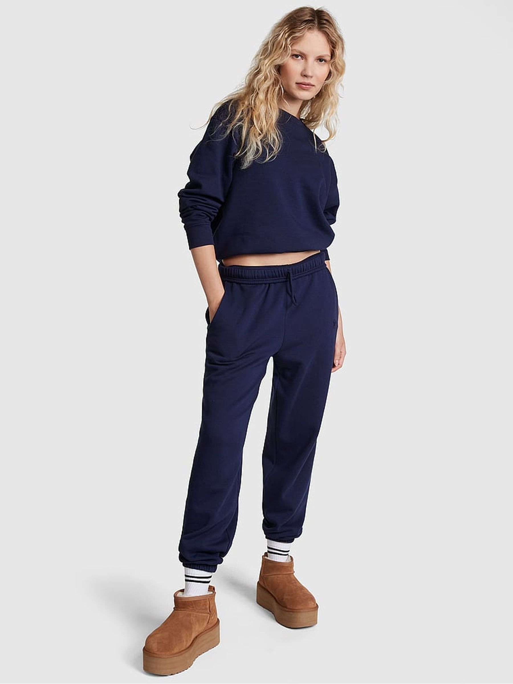 Midnight Navy Blue Fleece Oversized Sweatshirt - Image 3 of 4