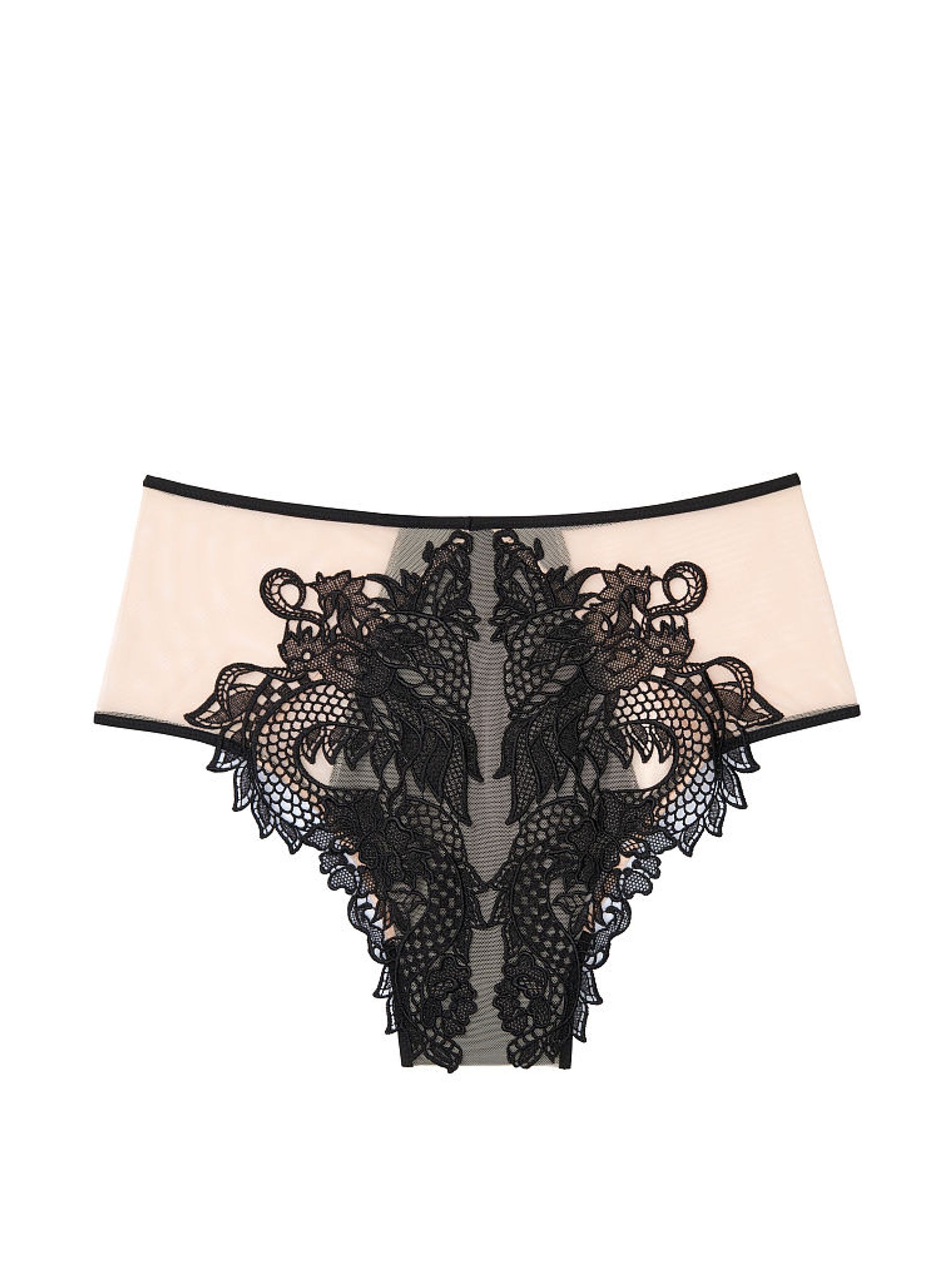 Black with New Nude Dragon Lace Highwaist Cheeky Knickers - Image 1 of 2