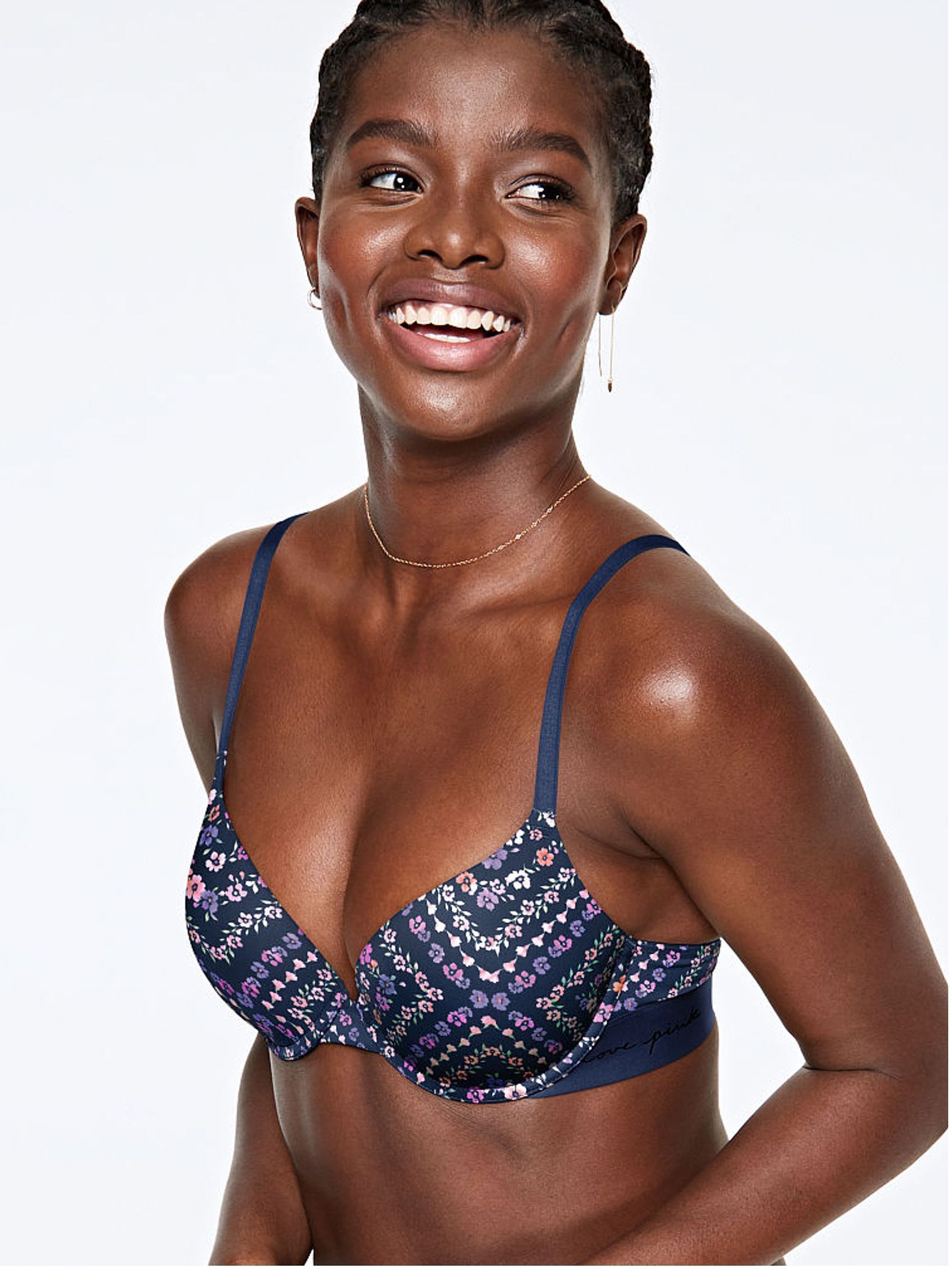 Blue Floral Bandana Print Wear Everywhere Push Up Bra - Image 1 of 3