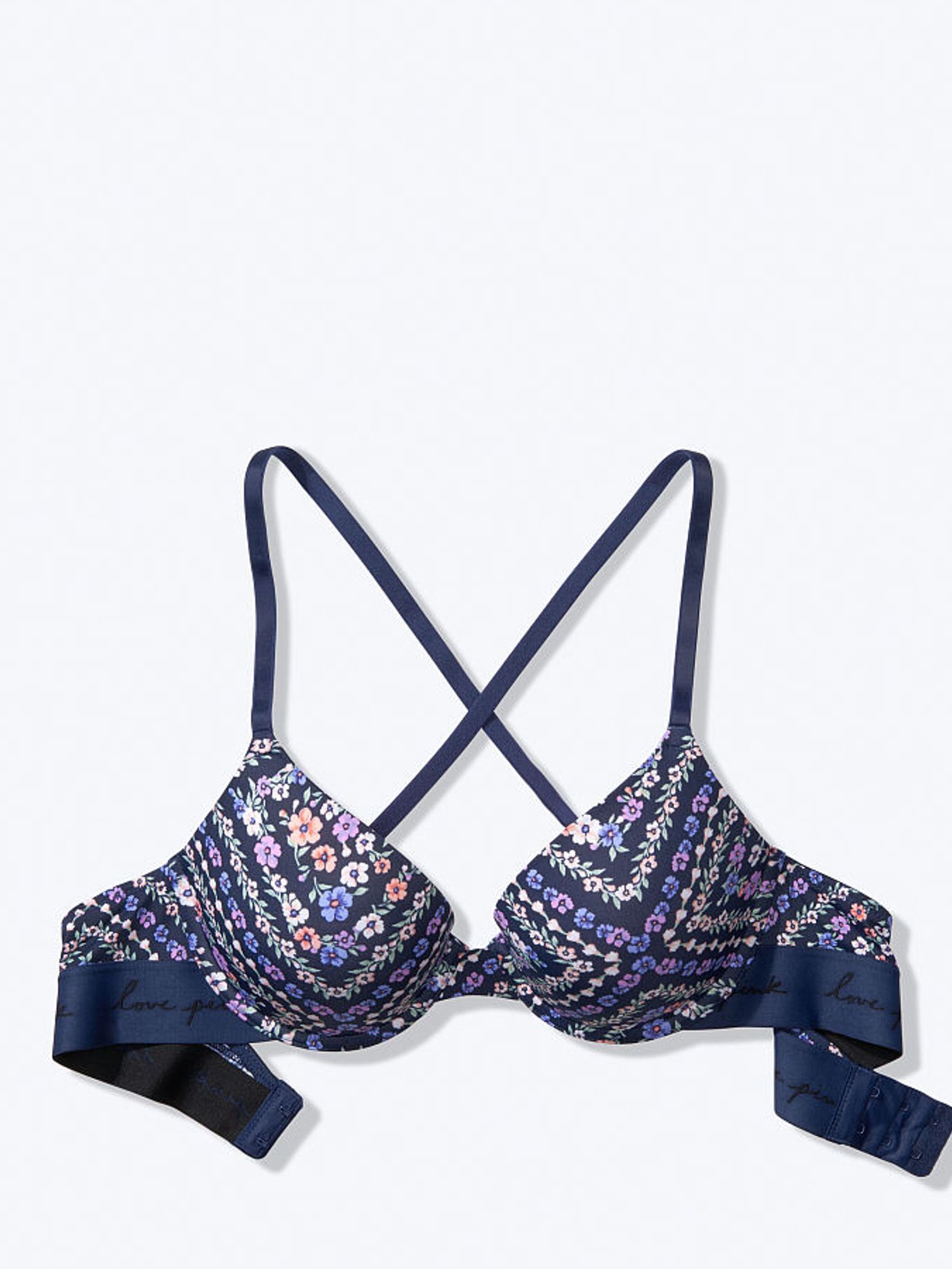 Blue Floral Bandana Print Wear Everywhere Push Up Bra - Image 3 of 3