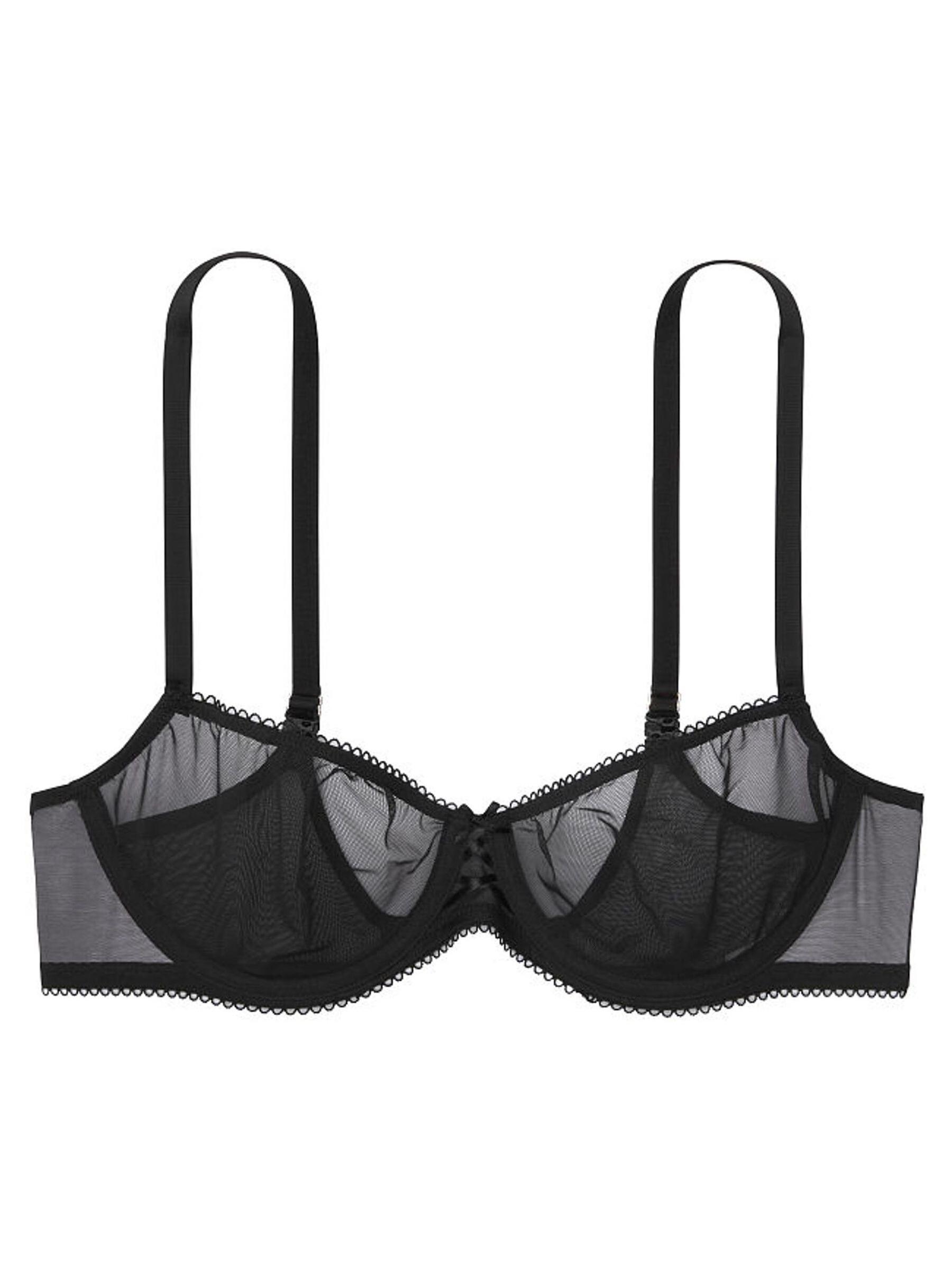 Black Mesh Unlined Balcony Bra - Image 3 of 3