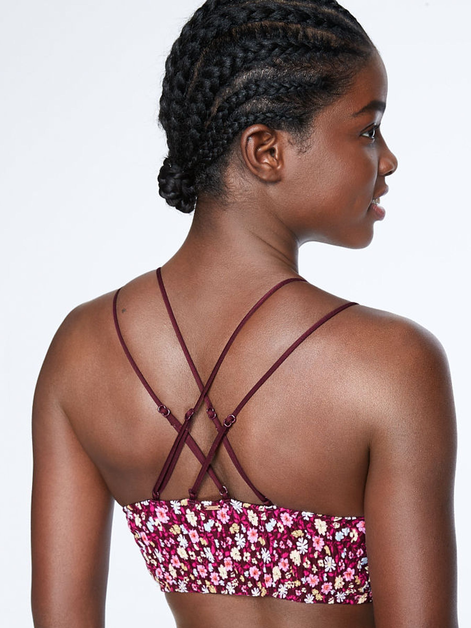 Red Flower Power Smocked Triangle Bralette - Image 3 of 4