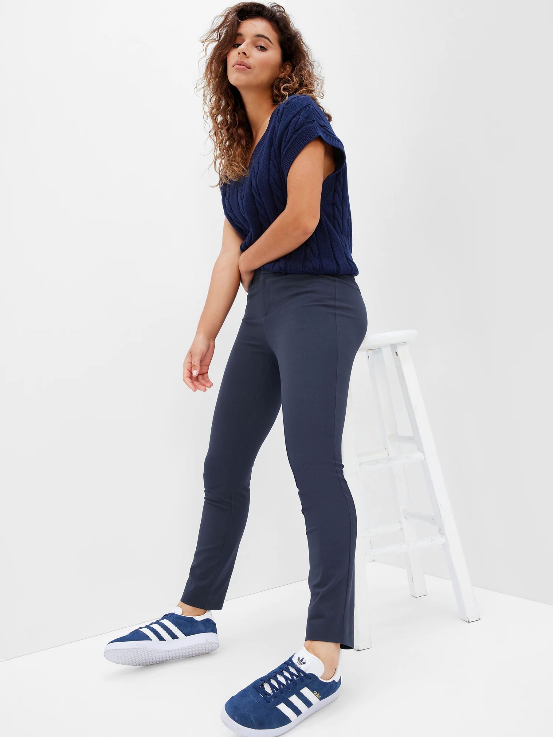 Navy Blue Mid Rise Skinny Fit Ankle Trousers - Image 4 of 5