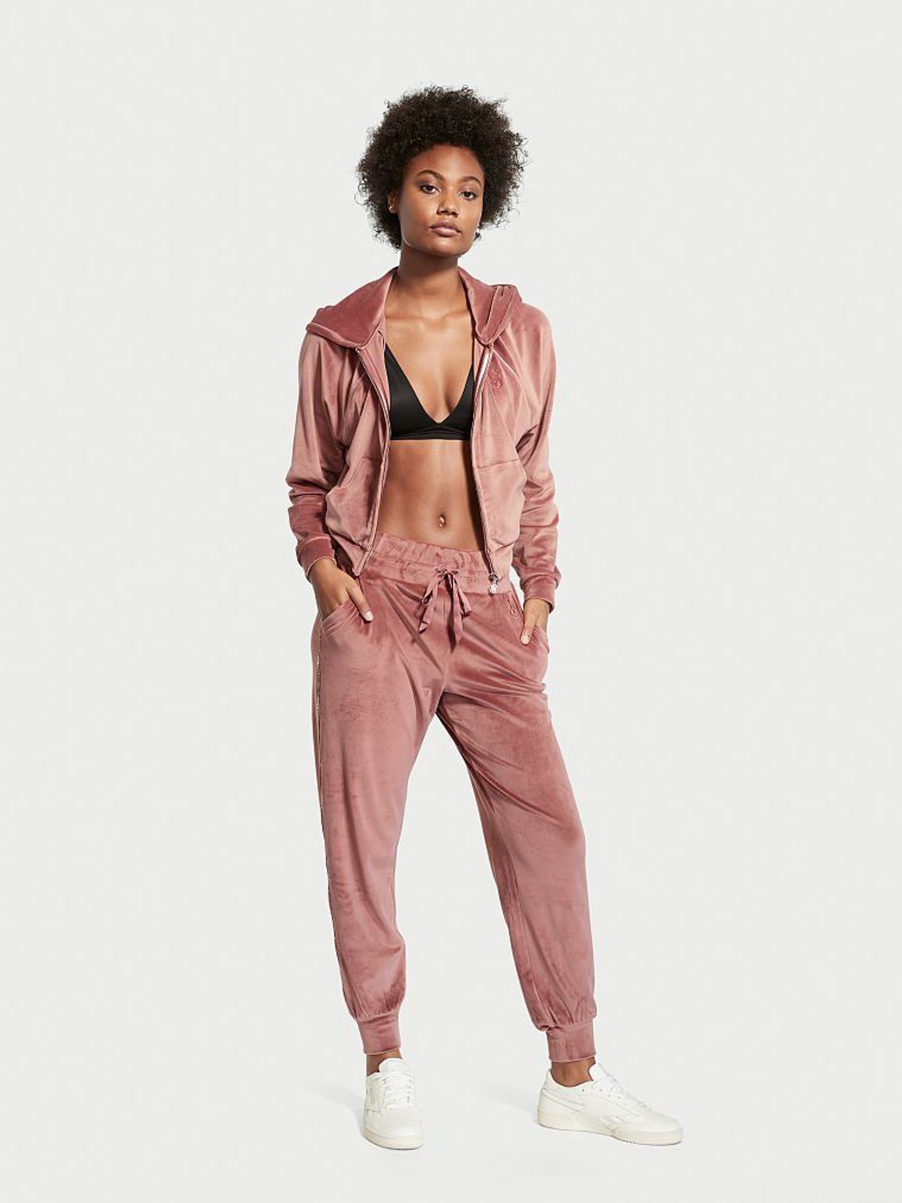 Vintage Rose Nude Pink Velour Lounge Jogger - Image 1 of 4
