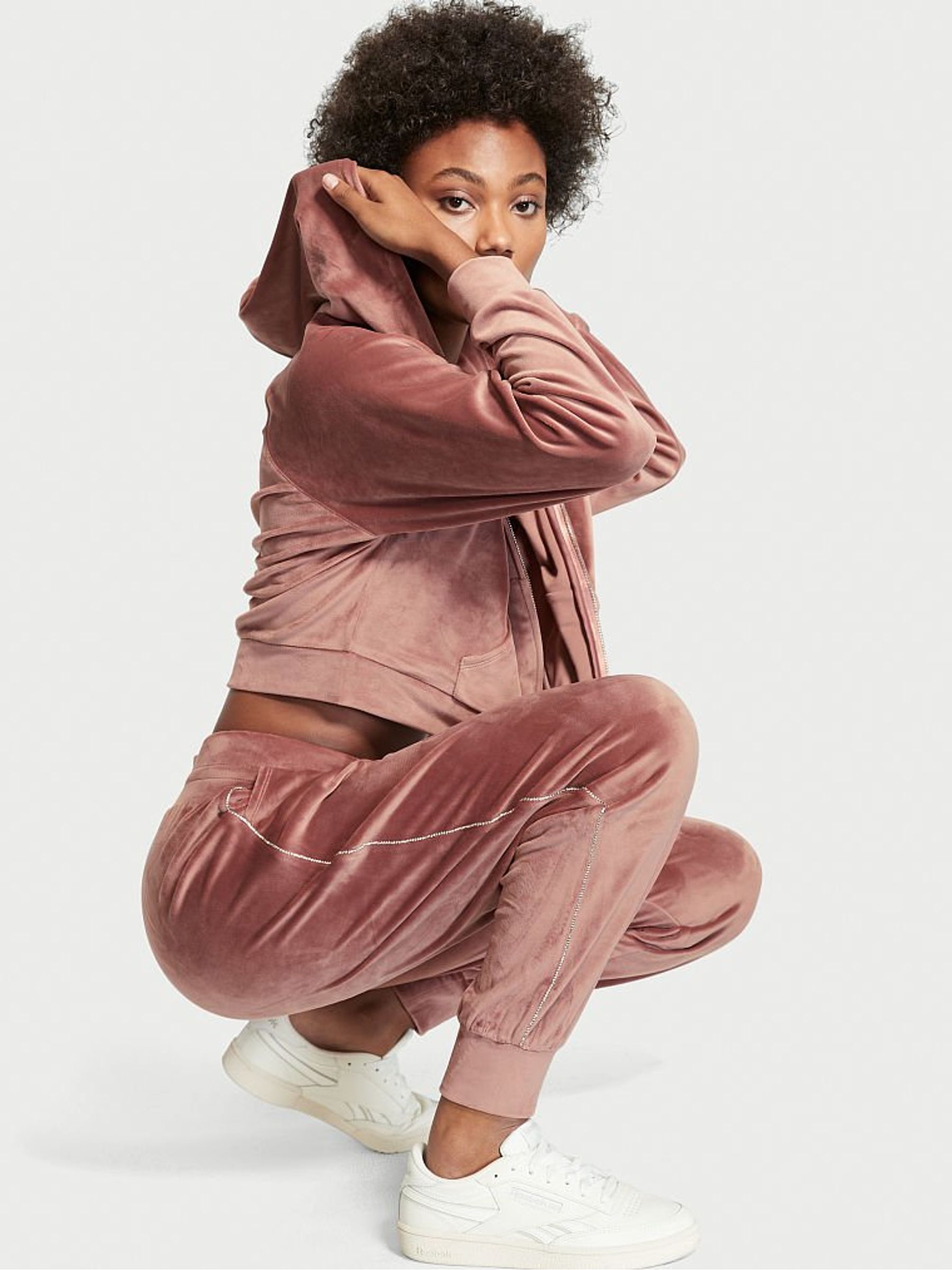 Vintage Rose Nude Pink Velour Lounge Jogger - Image 3 of 4