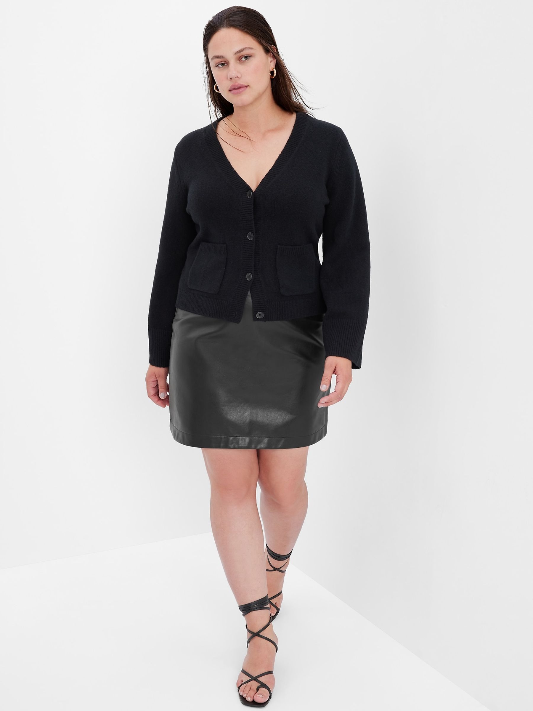 Black Faux Leather Mini Skirt - Image 1 of 4