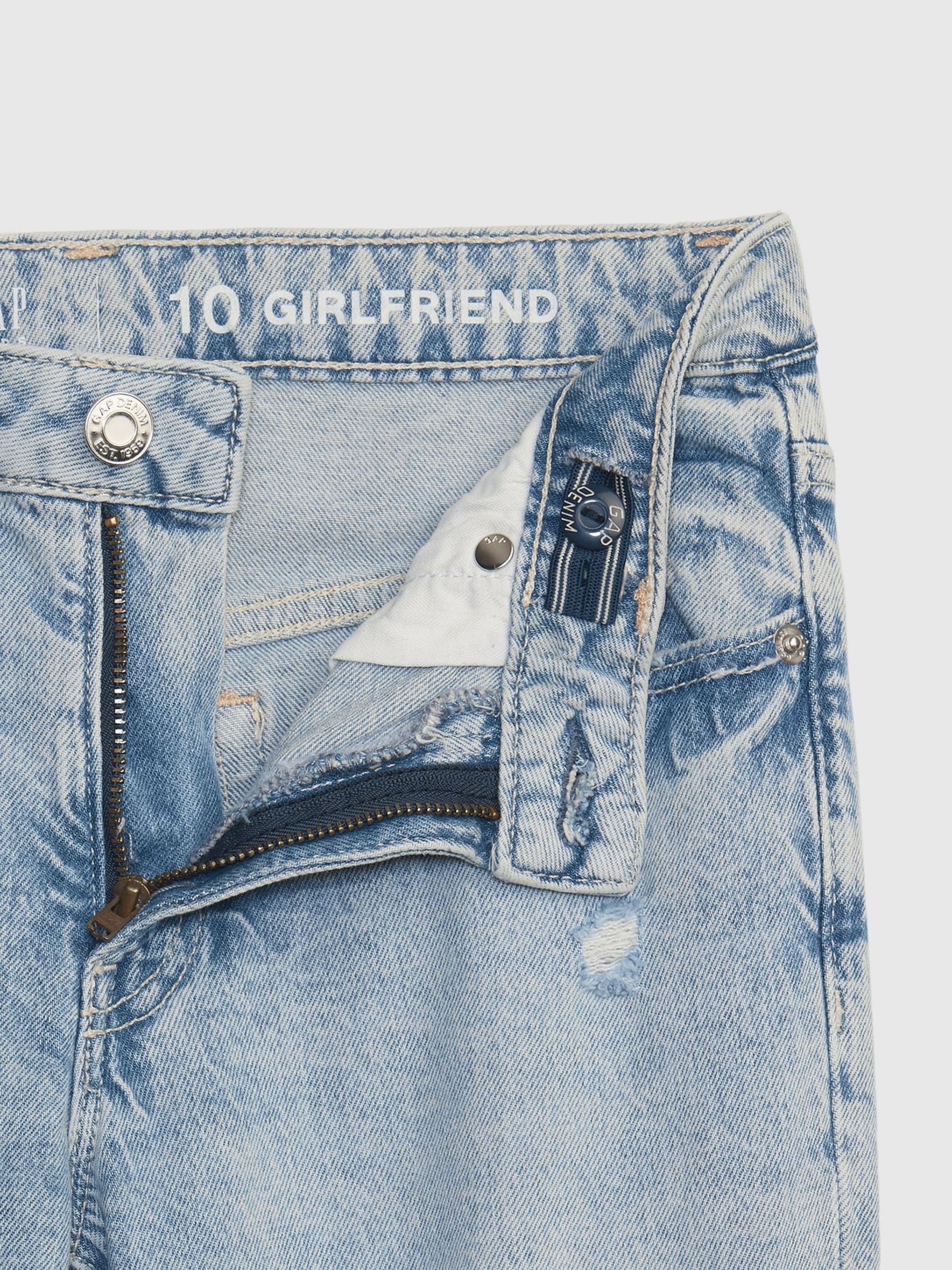 Vintage Wash Blue Distressed Girlfriend Jeans (5-16yrs) - Image 5 of 6
