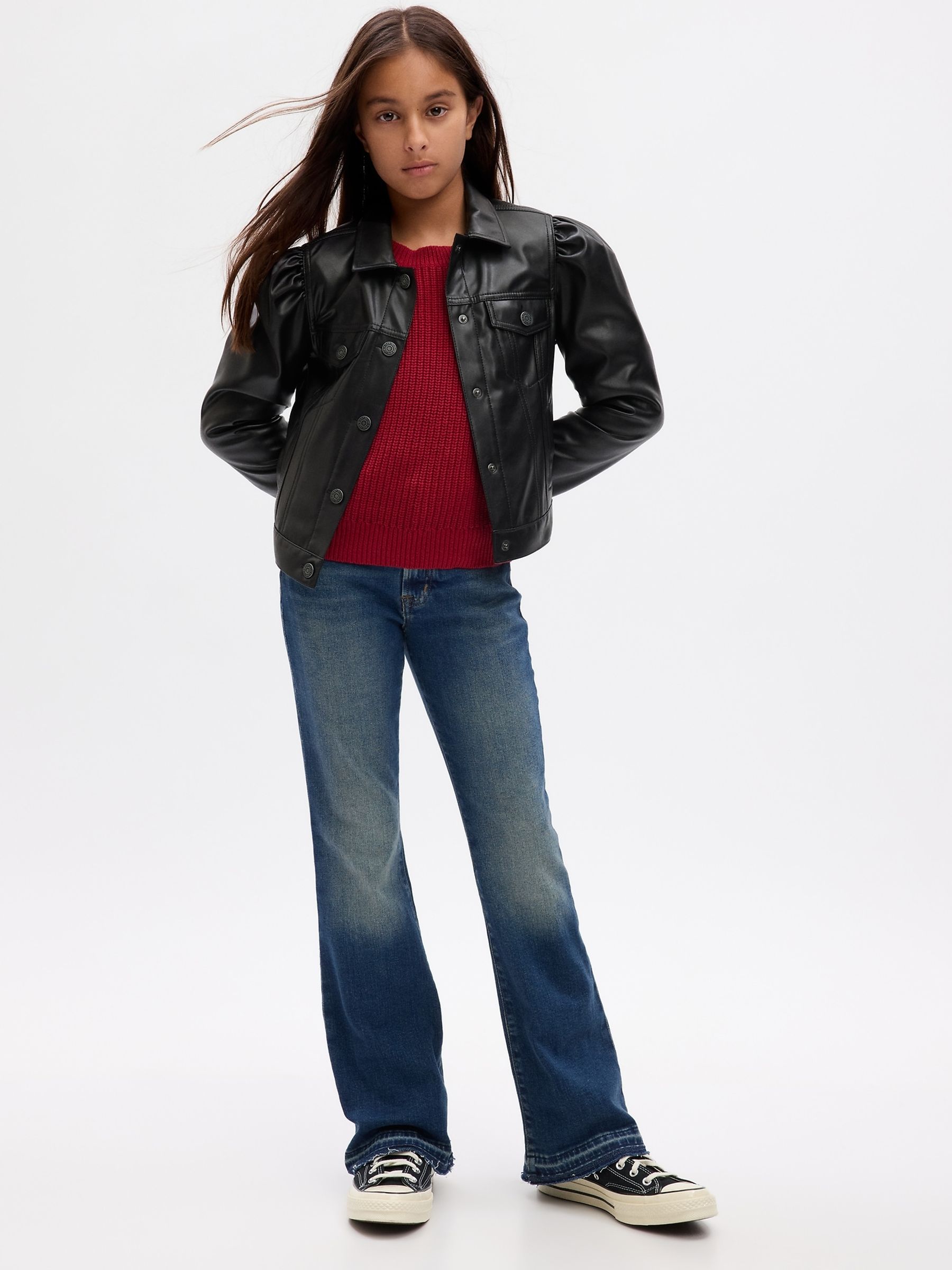 Mid Wash Blue High Waisted Flare Stretch Denim Jeans (4-16yrs) - Image 2 of 4