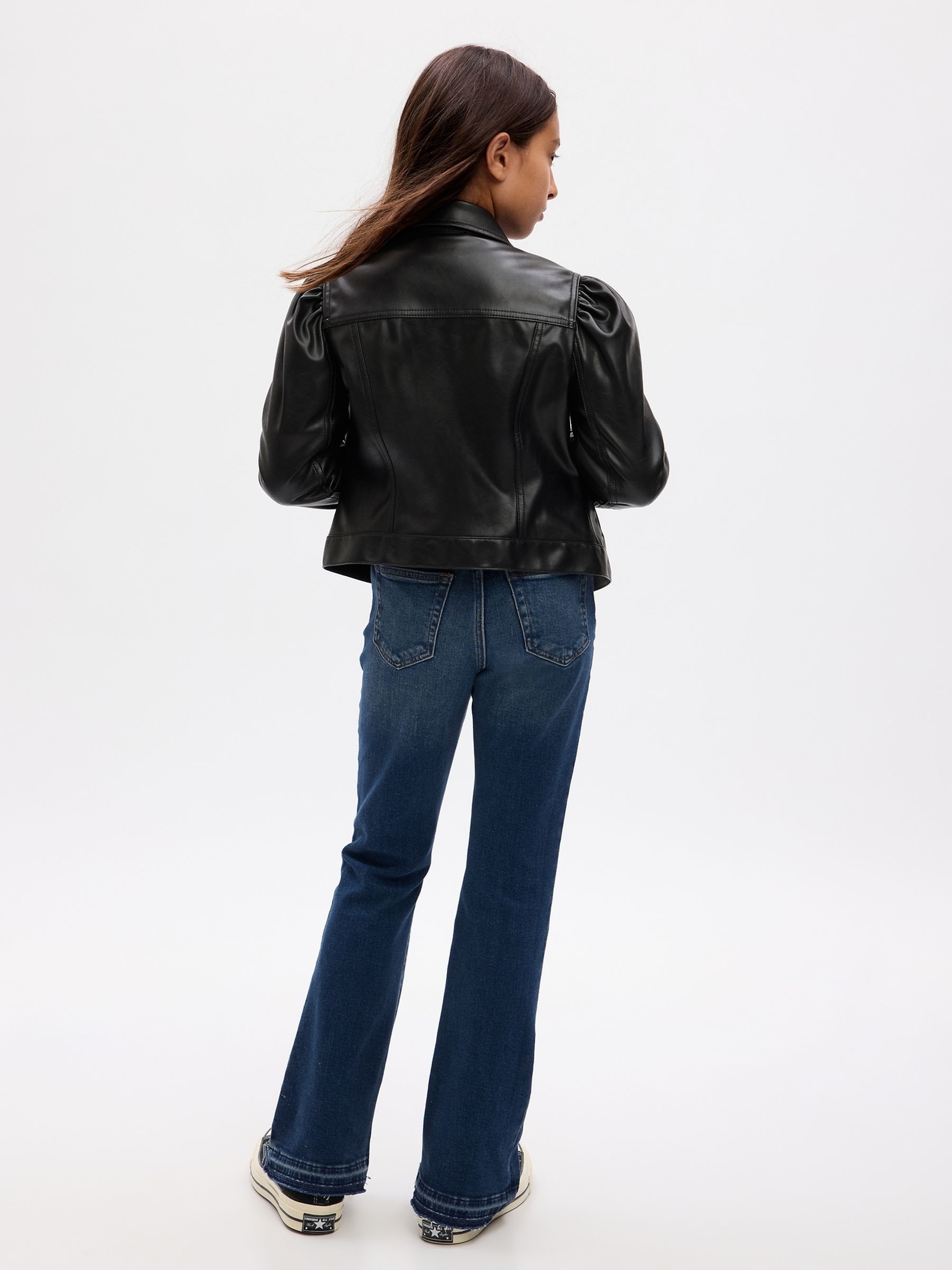 Mid Wash Blue High Waisted Flare Stretch Denim Jeans (4-16yrs) - Image 3 of 4