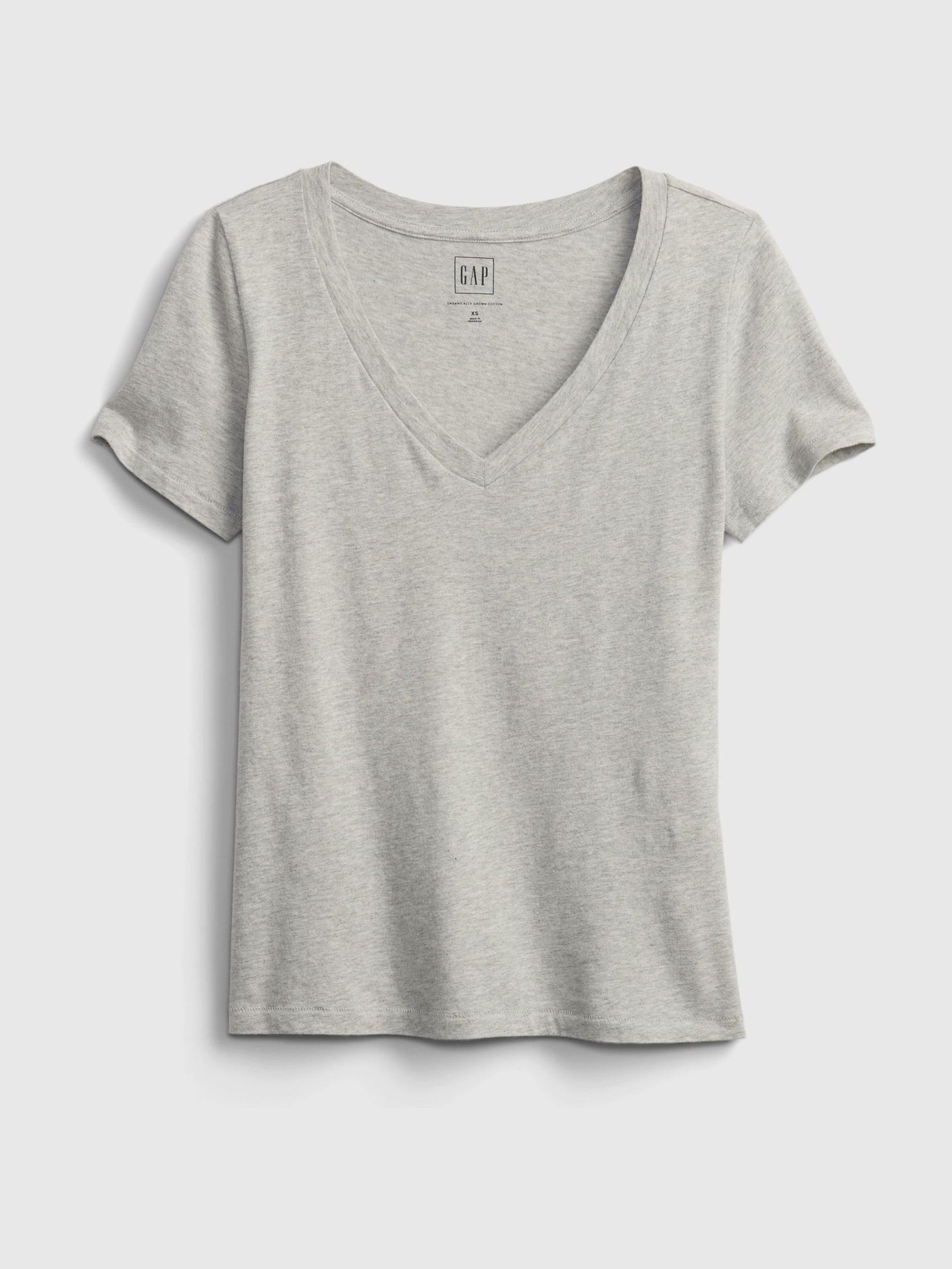 Grey V-Neck Vintage 100% Organic Cotton Short Sleeve T-Shirt - Image 5 of 5