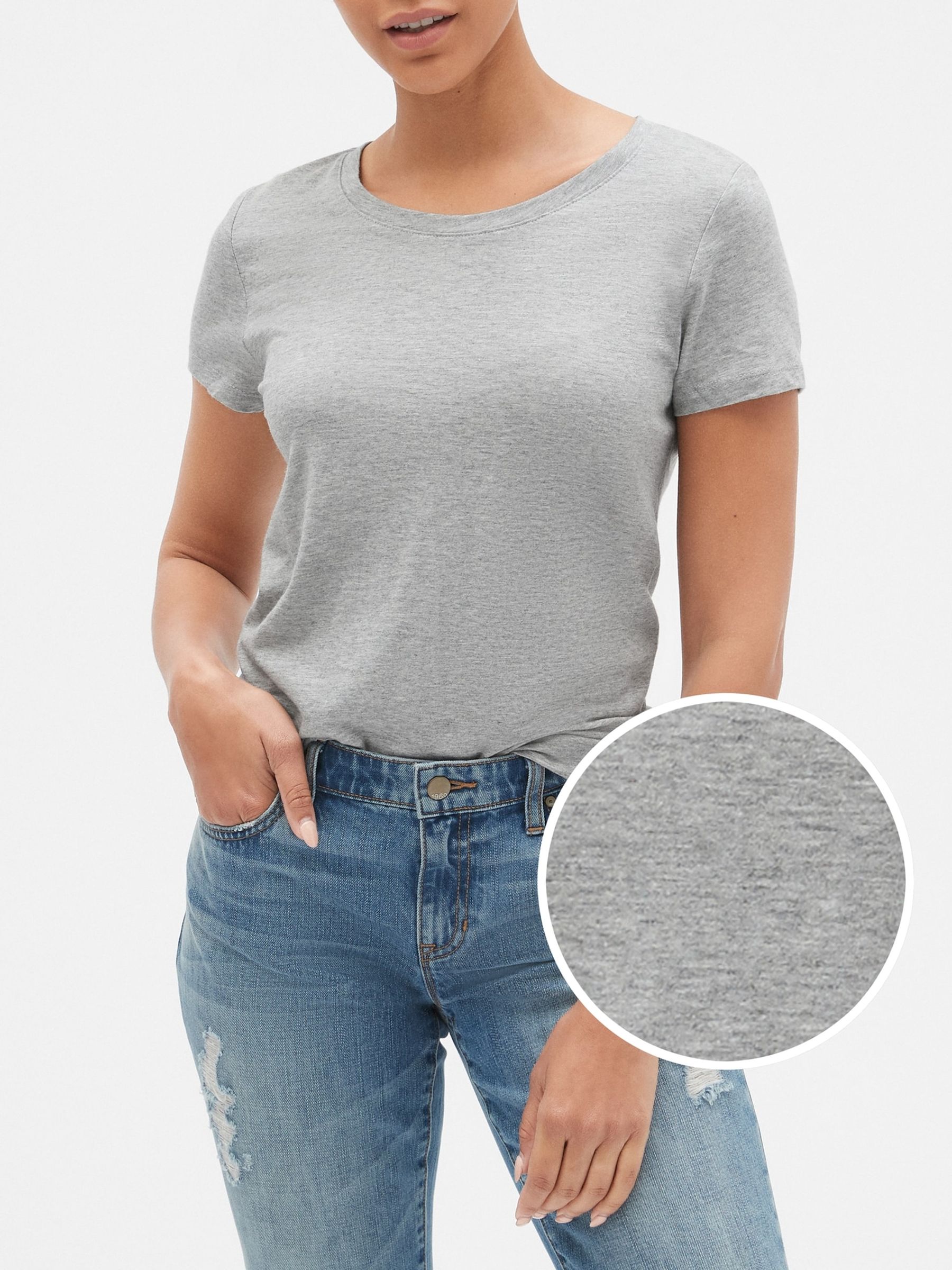 Light Grey Crew Neck Favourite Cotton-Modal Short Sleeve T-Shirt - Image 2 of 6