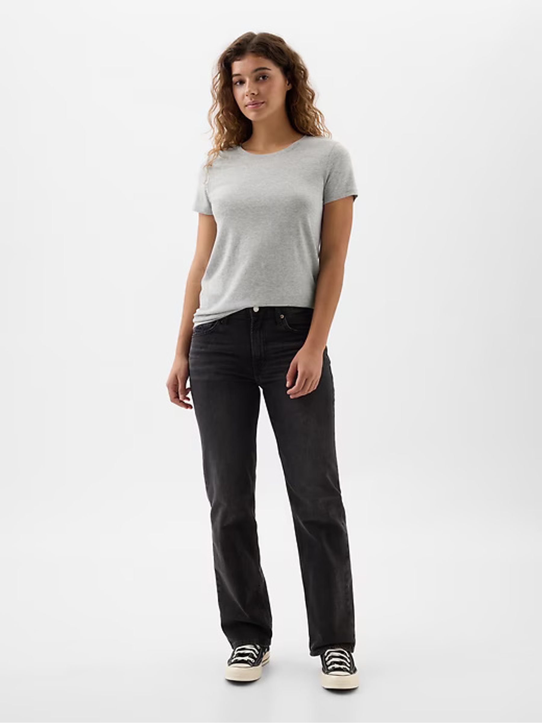 Light Grey Crew Neck Favourite Cotton-Modal Short Sleeve T-Shirt - Image 5 of 6
