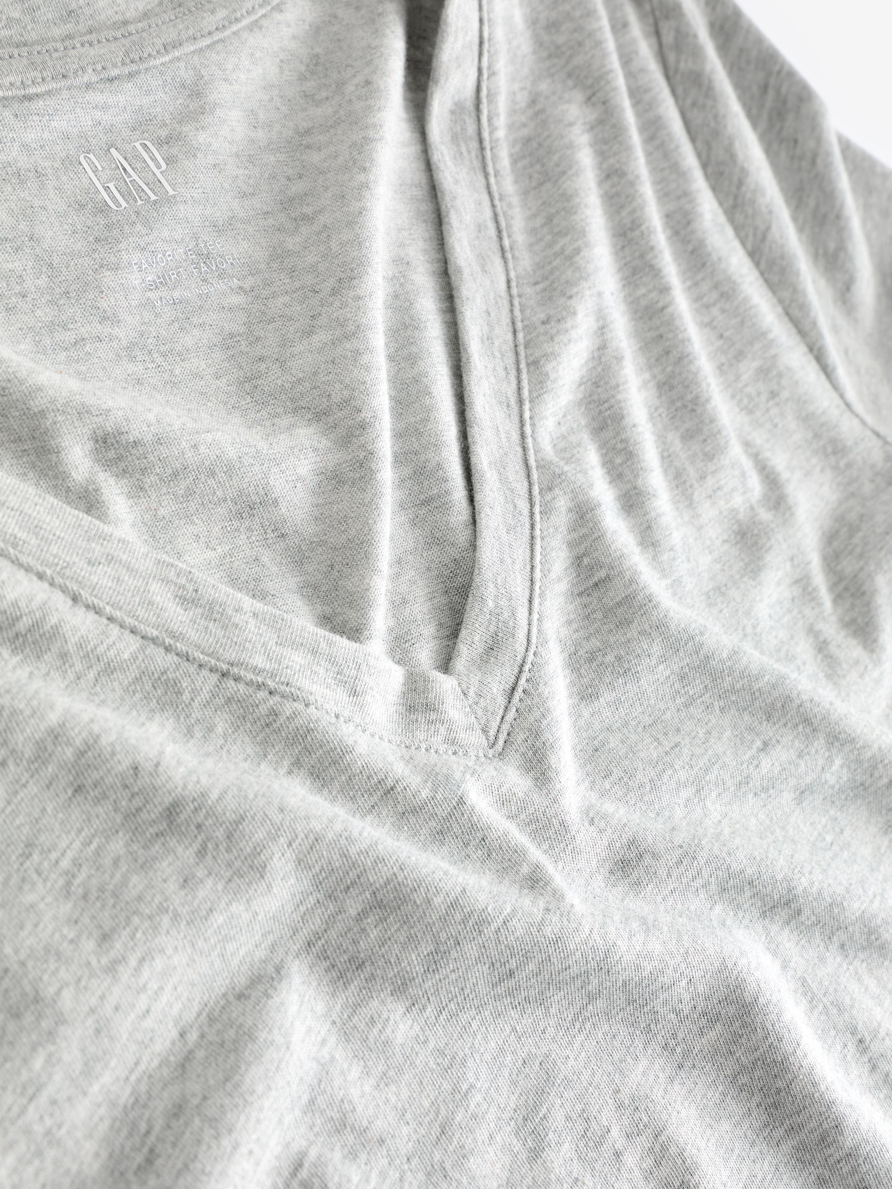 Light Grey V-Neck Favourite Cotton-Modal Short Sleeve T-Shirt - Image 5 of 5