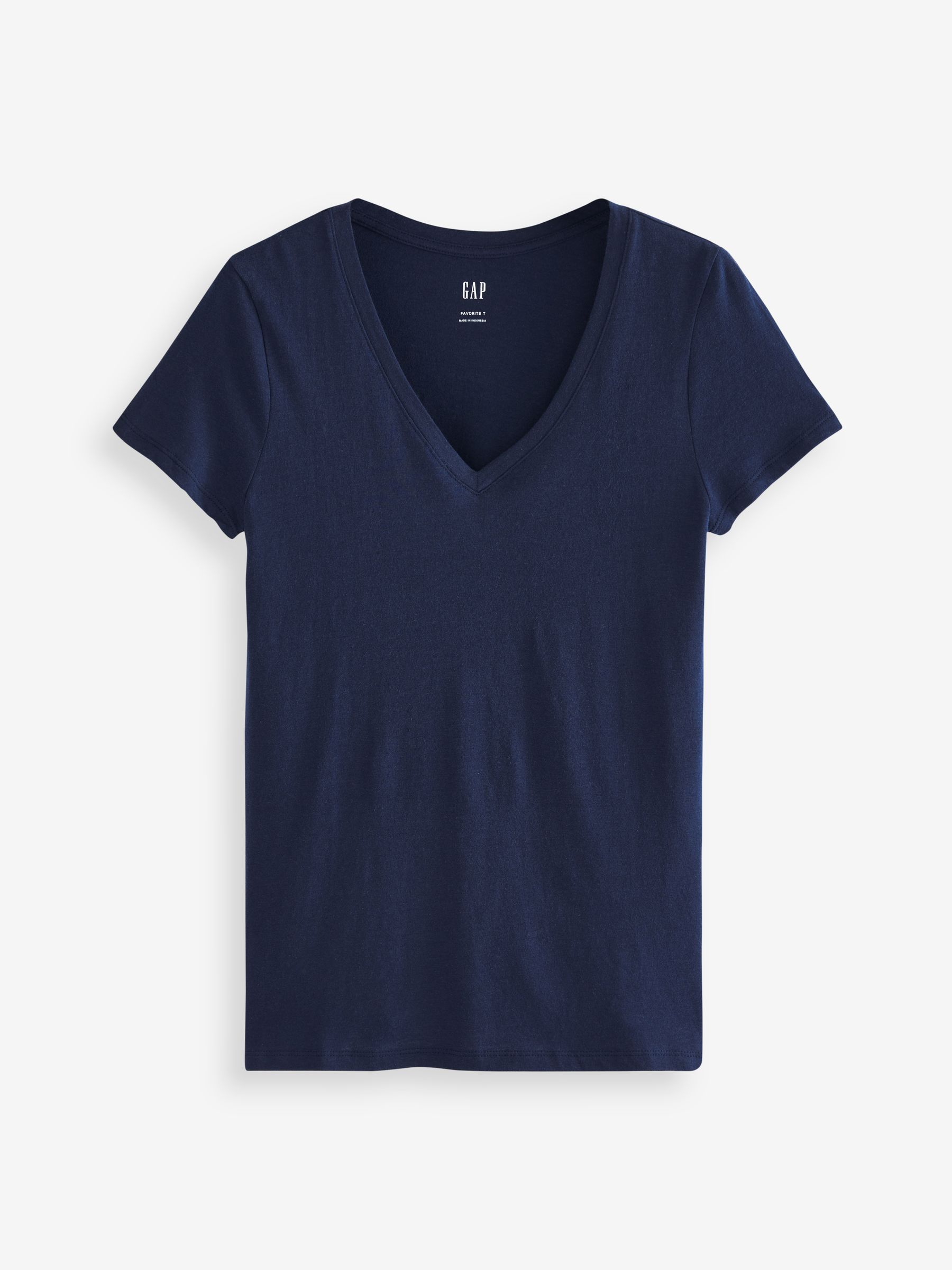 Navy Blue V-Neck Favourite Cotton-Modal Short Sleeve T-Shirt - Image 4 of 4