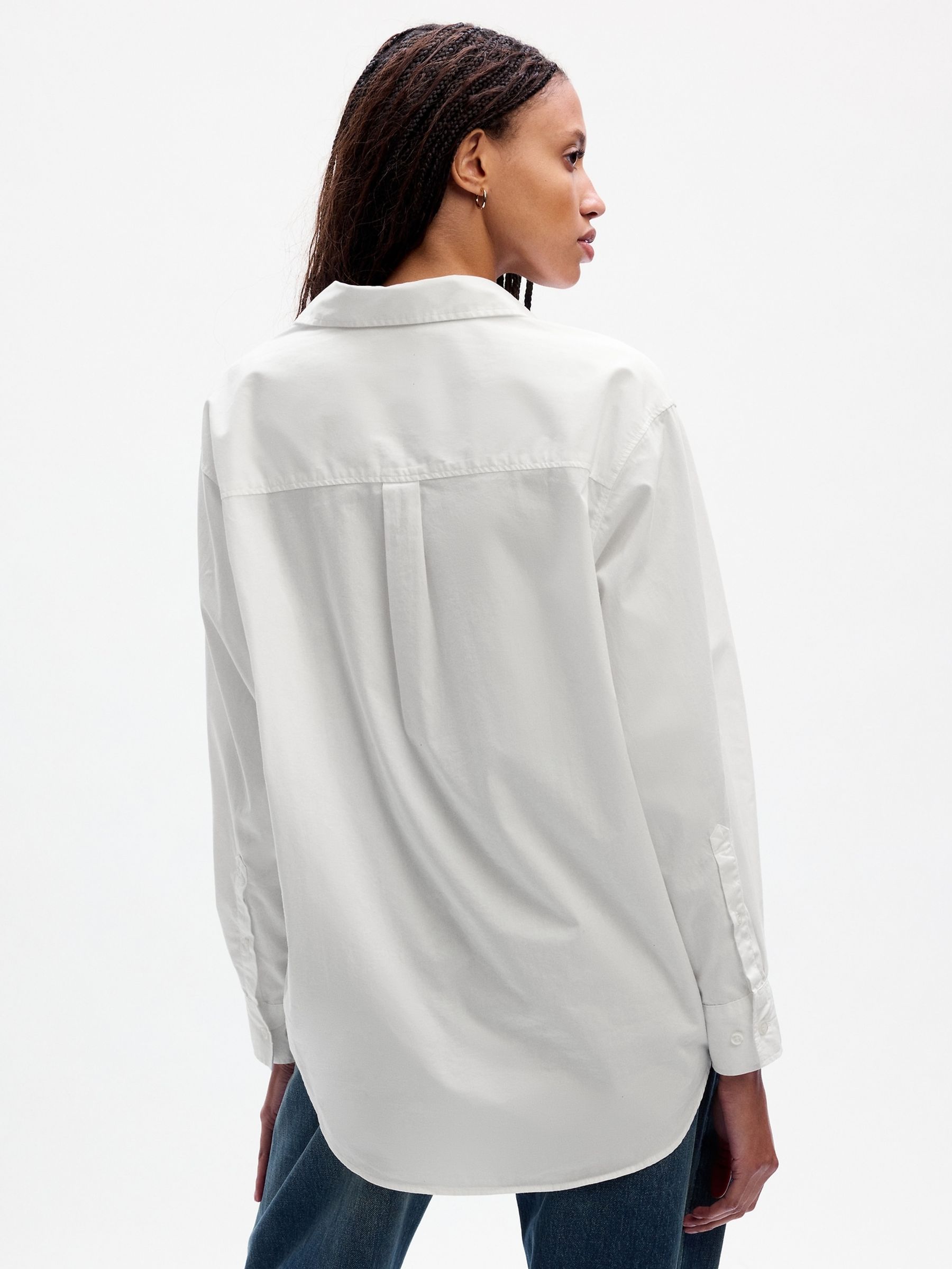 White Cotton Long Sleeve Oversized Shirt - Image 10 of 15