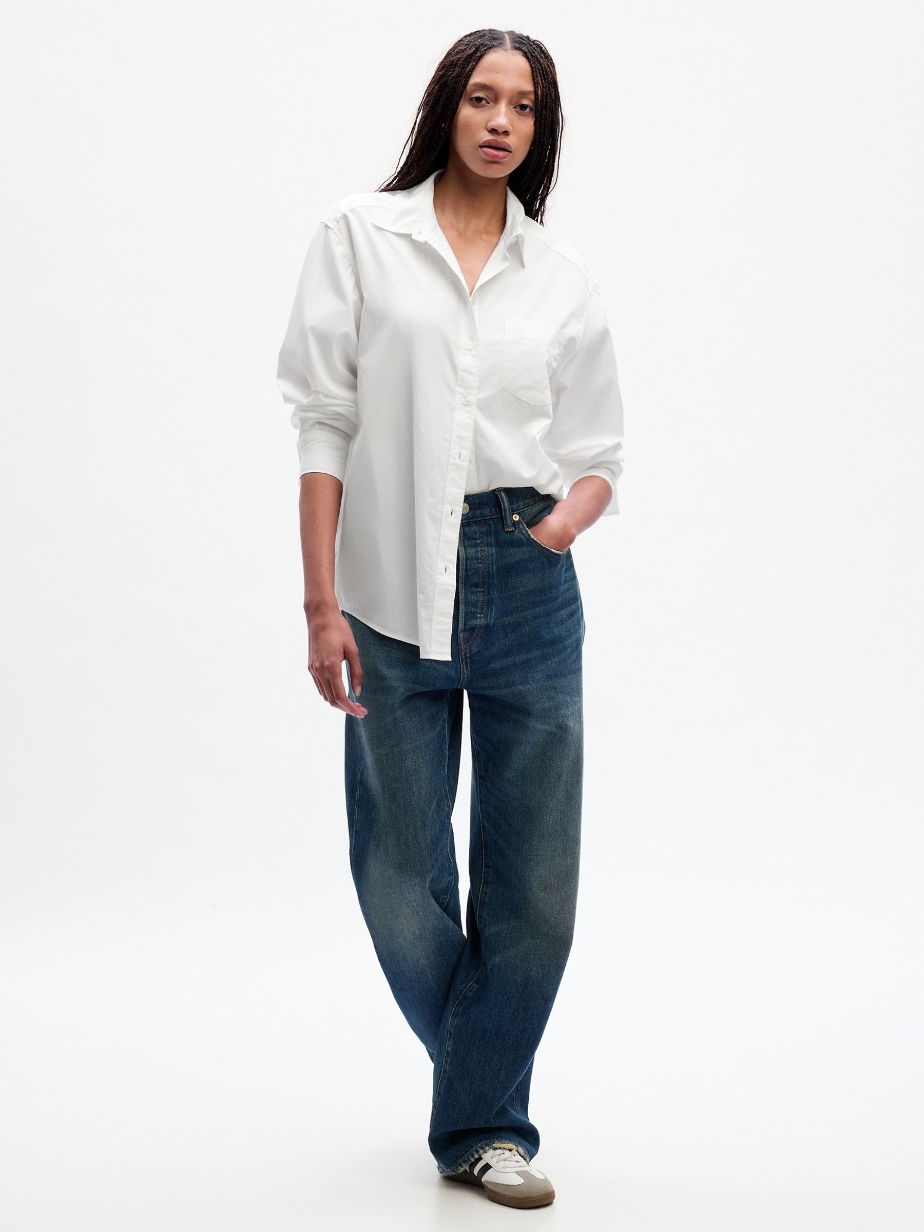 White Cotton Long Sleeve Oversized Shirt - Image 11 of 15