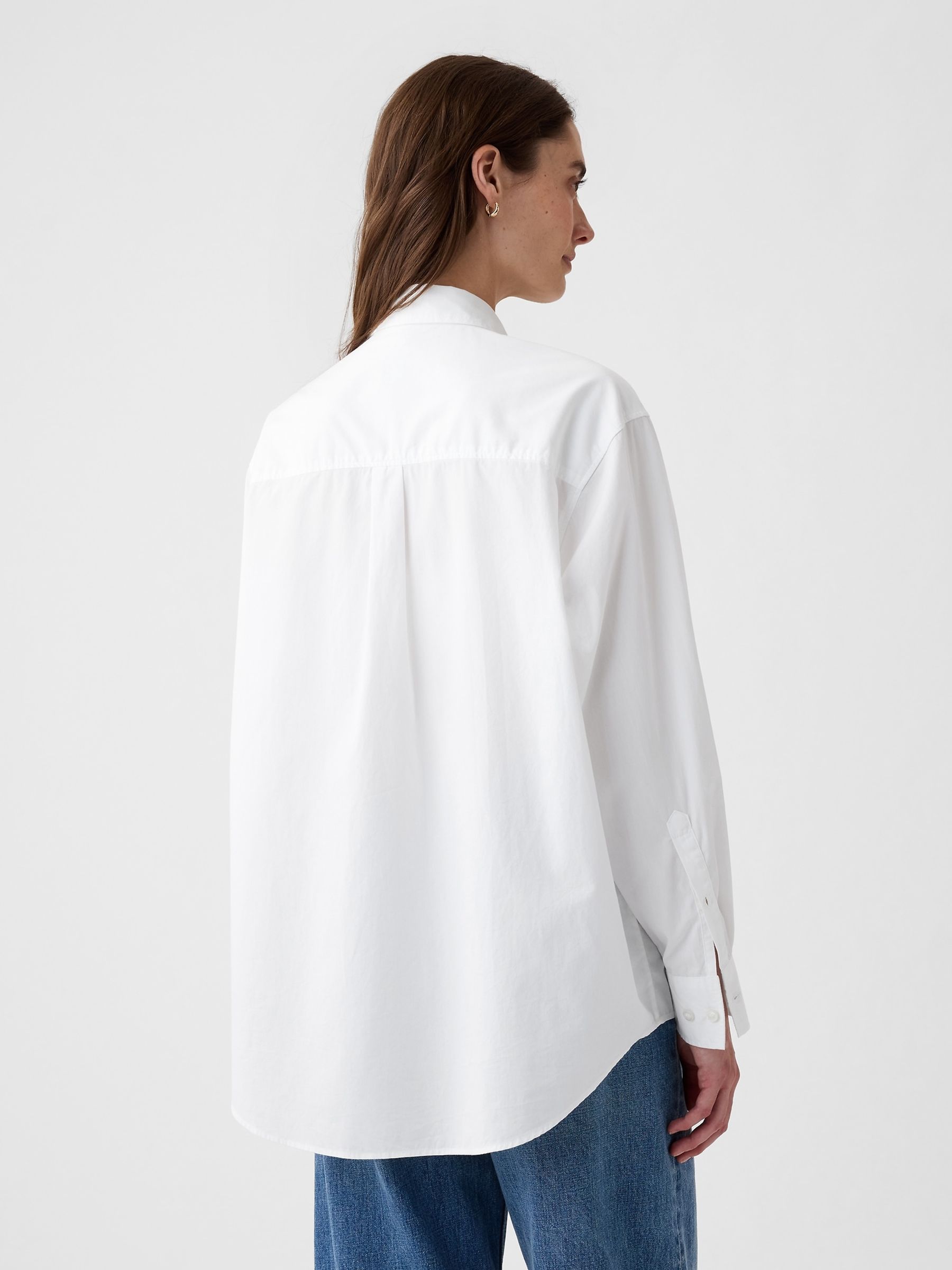 White Cotton Long Sleeve Oversized Shirt - Image 4 of 15