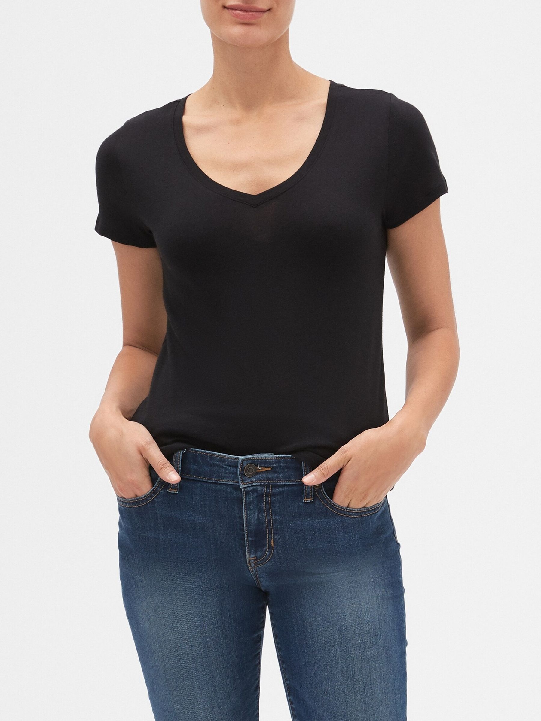 Black Favourite Short Sleeve V-Neck T-Shirt - Image 1 of 2