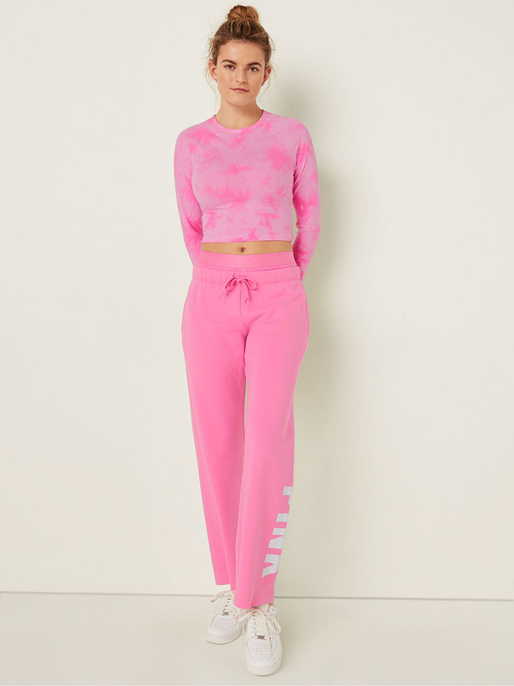 Tie Dye Pink Long Sleeve Crop T-Shirt - Image 3 of 4