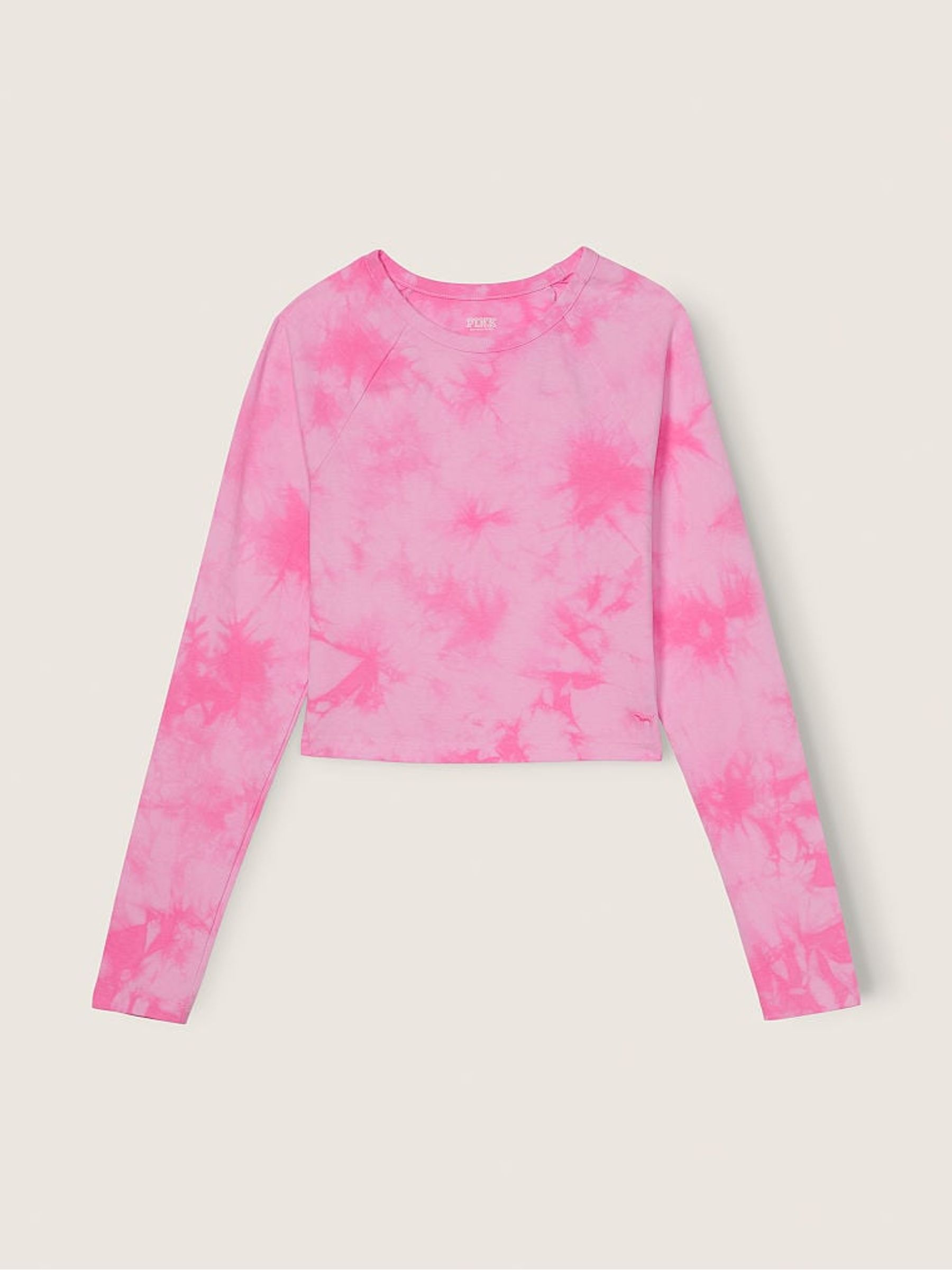 Tie Dye Pink Long Sleeve Crop T-Shirt - Image 4 of 4