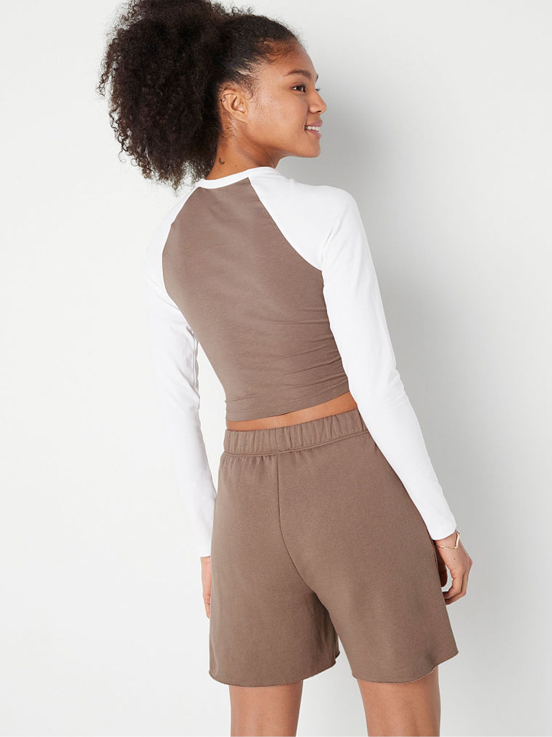 Iced Coffee Brown and White Long Sleeve Crop T-Shirt - Image 2 of 4