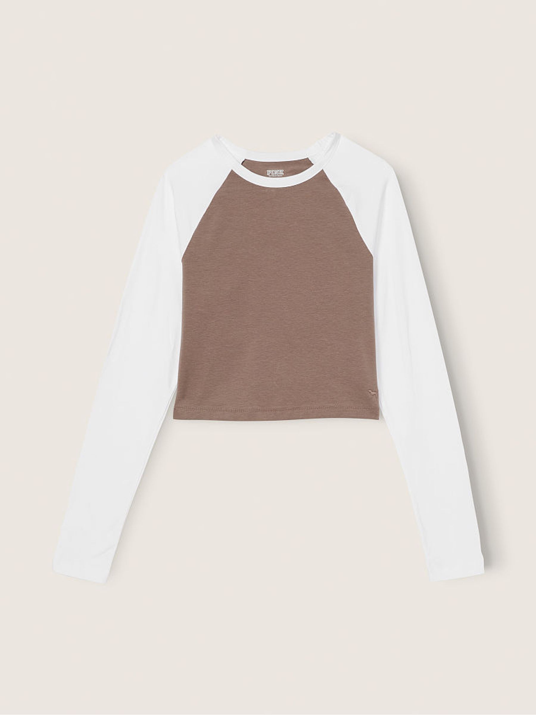 Iced Coffee Brown and White Long Sleeve Crop T-Shirt - Image 4 of 4