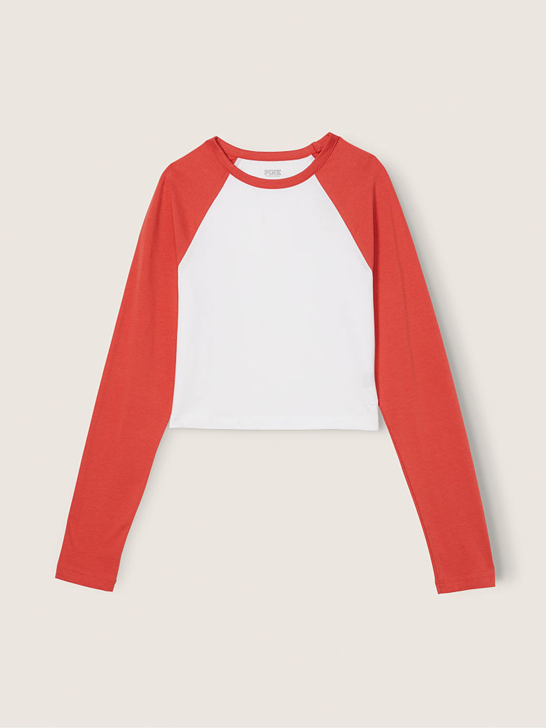 Red and White Long Sleeve Crop T-Shirt - Image 4 of 4