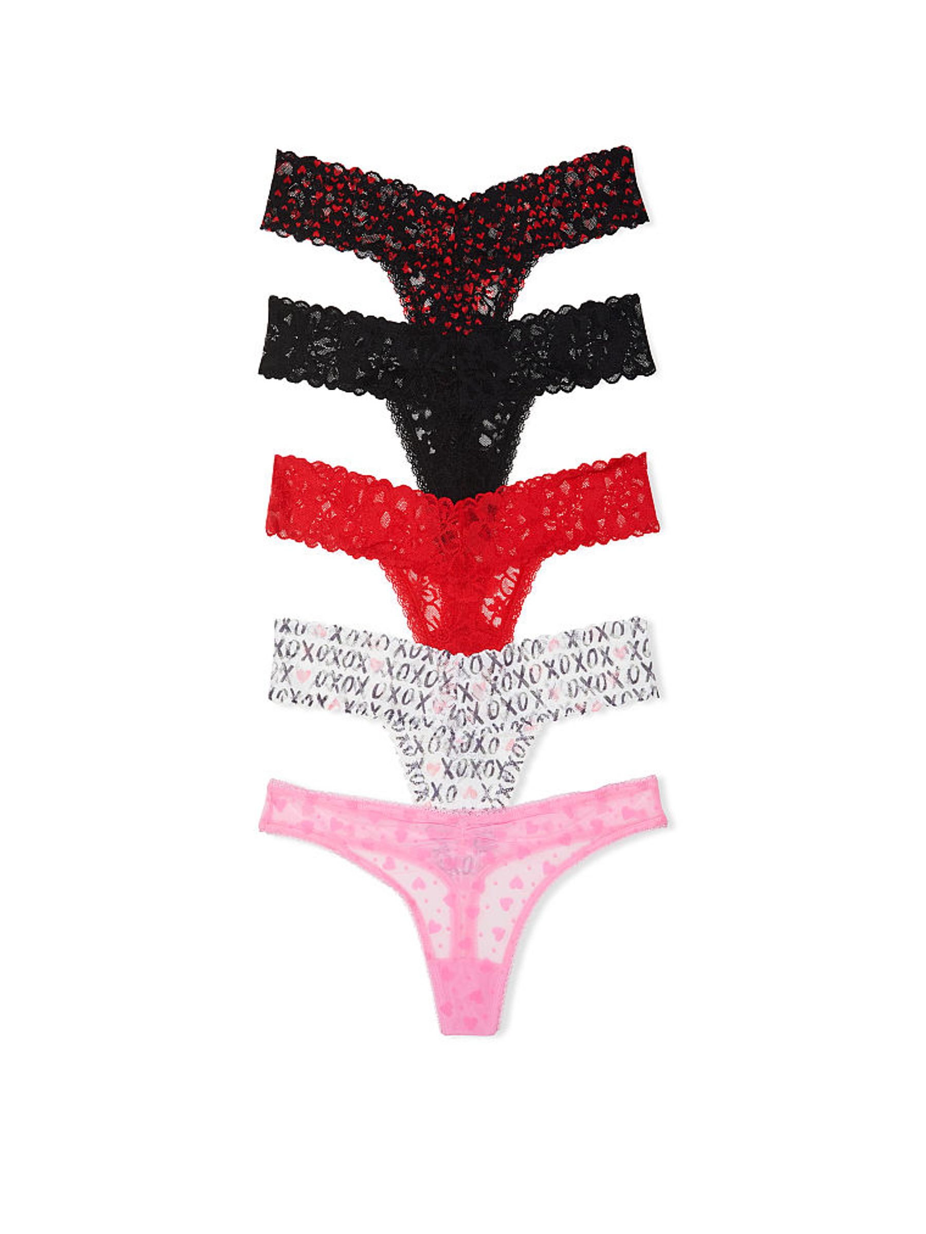 Black/Red/Pink Hearts Thong Lace Knickers Multipack - Image 1 of 1