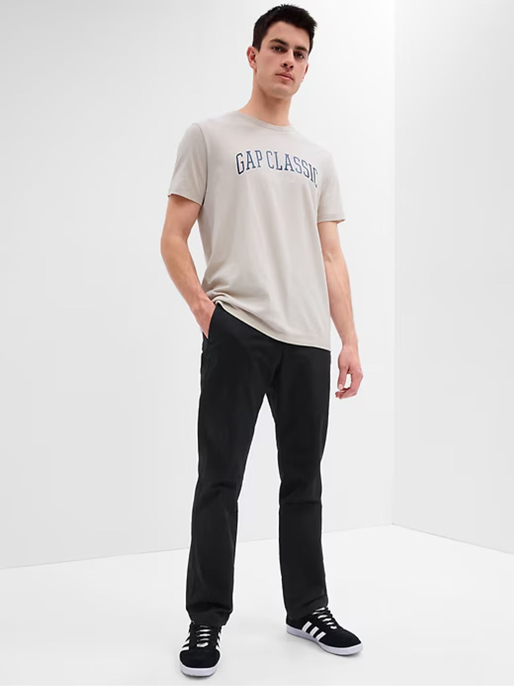 Navy Blue Straight Fit Stretch Essential Chino Trousers - Image 2 of 7