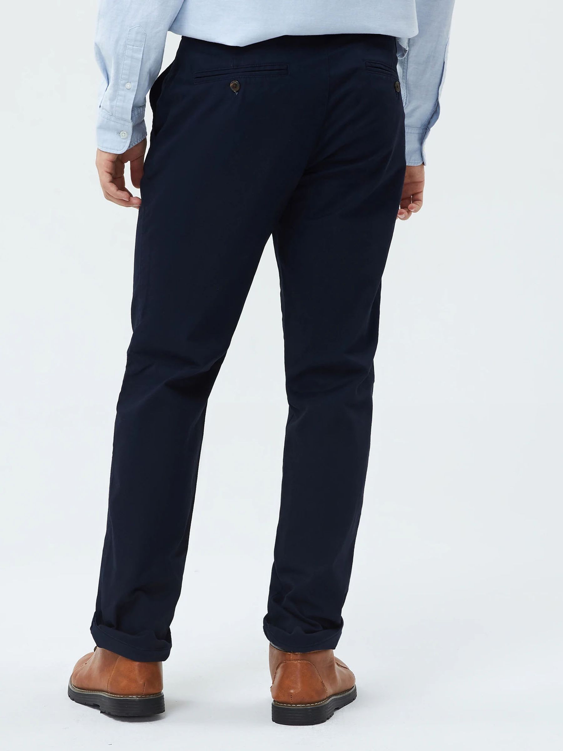 Navy Blue Straight Fit Stretch Essential Chino Trousers - Image 4 of 7