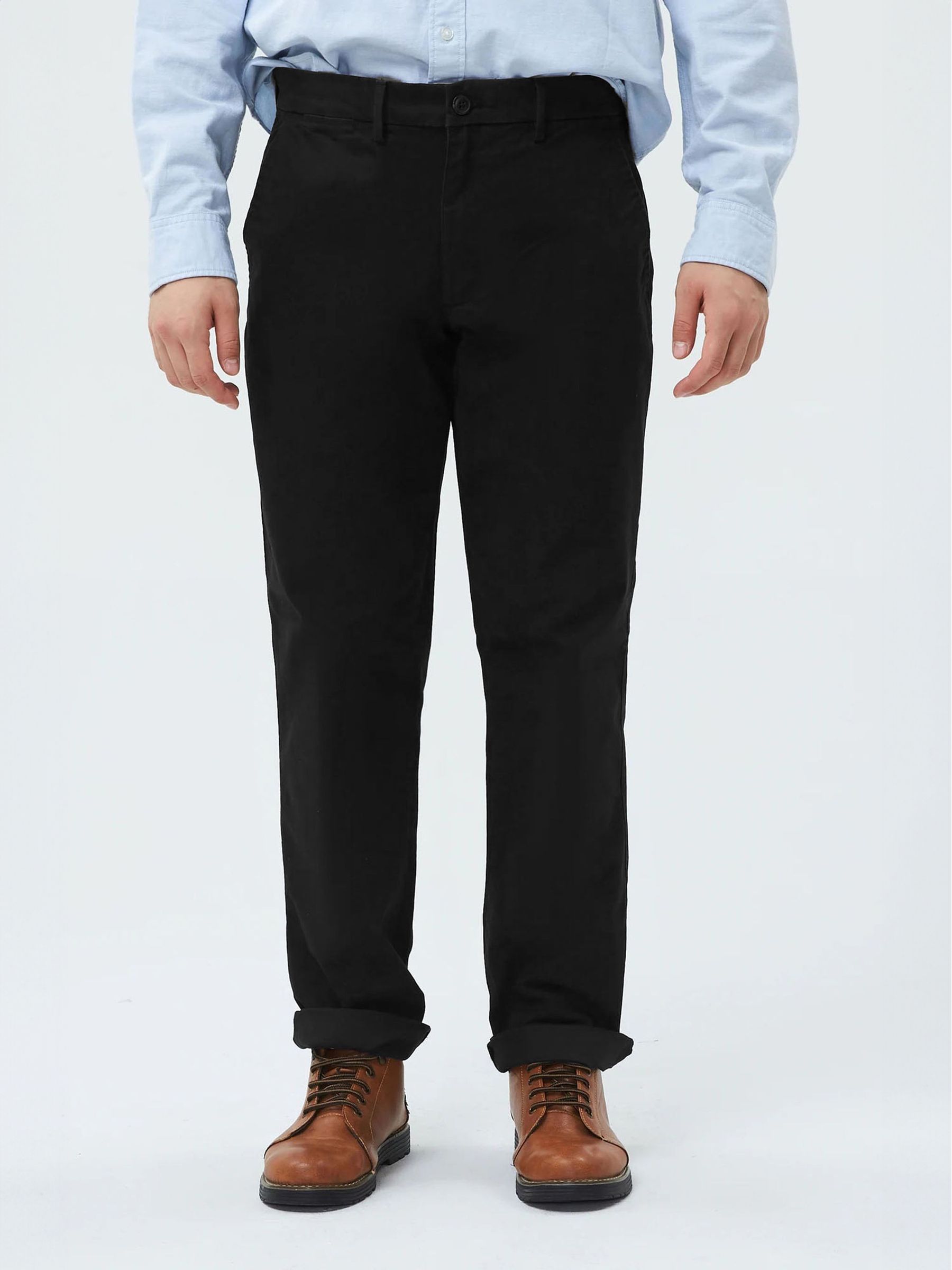 Black Straight Fit Stretch Essential Chino Trousers - Image 3 of 6