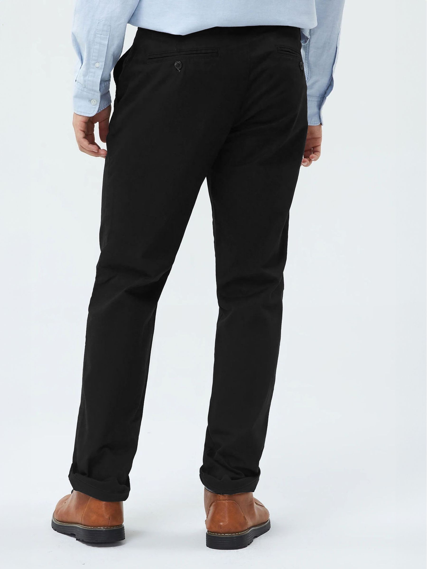 Black Straight Fit Stretch Essential Chino Trousers - Image 4 of 6
