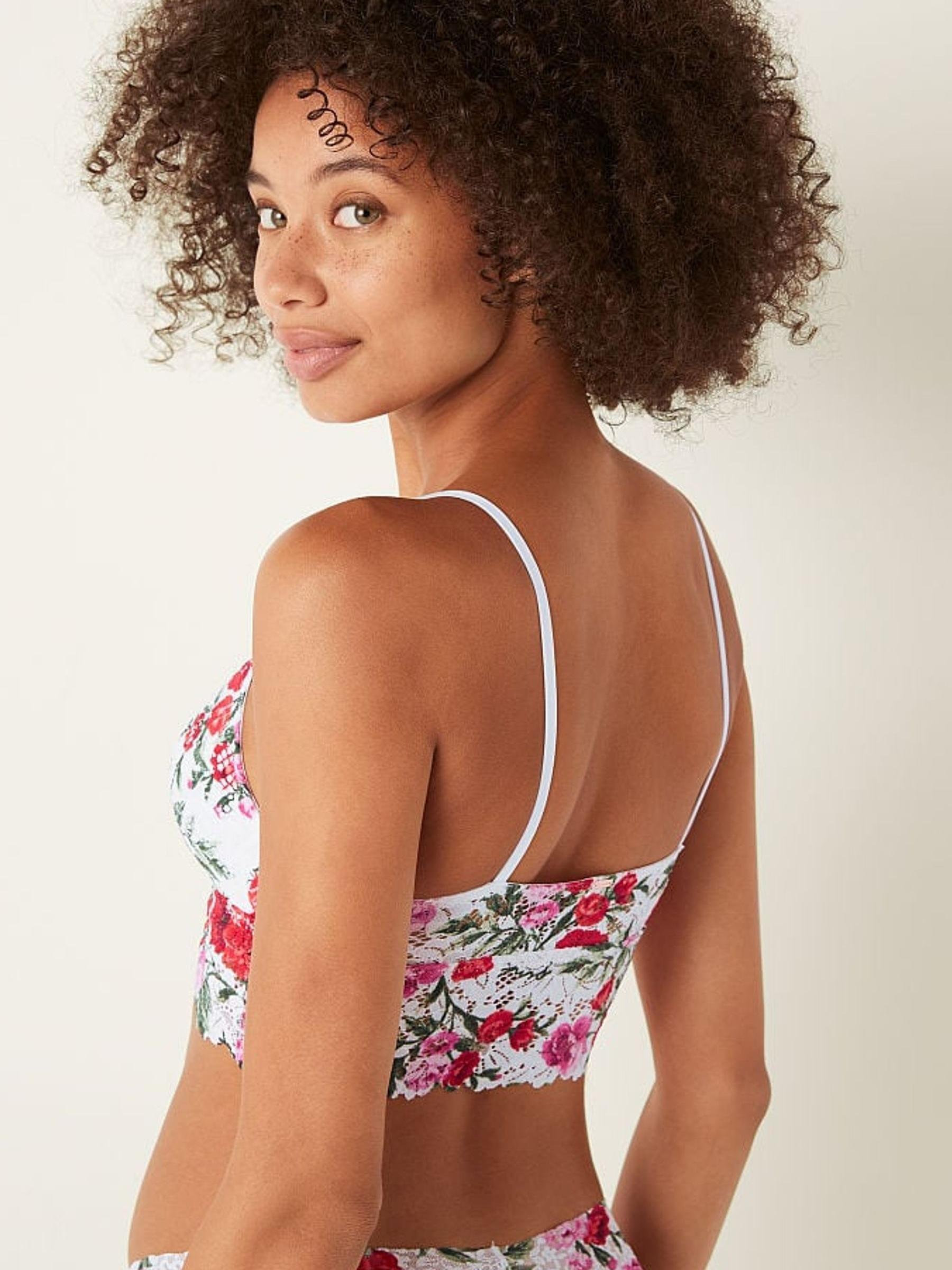 White Floral Lace Longline Bralette - Image 2 of 5