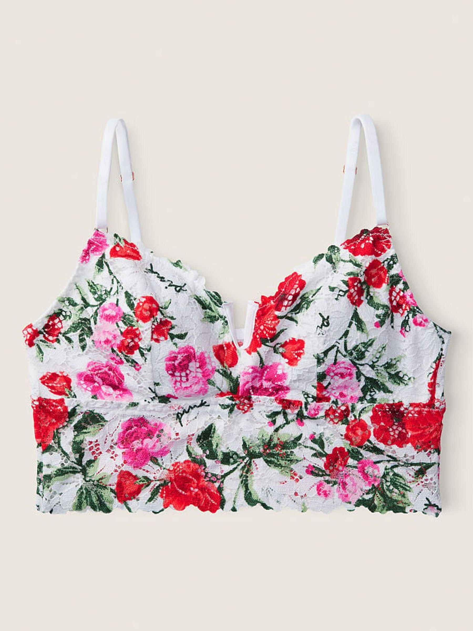 White Floral Lace Longline Bralette - Image 4 of 5