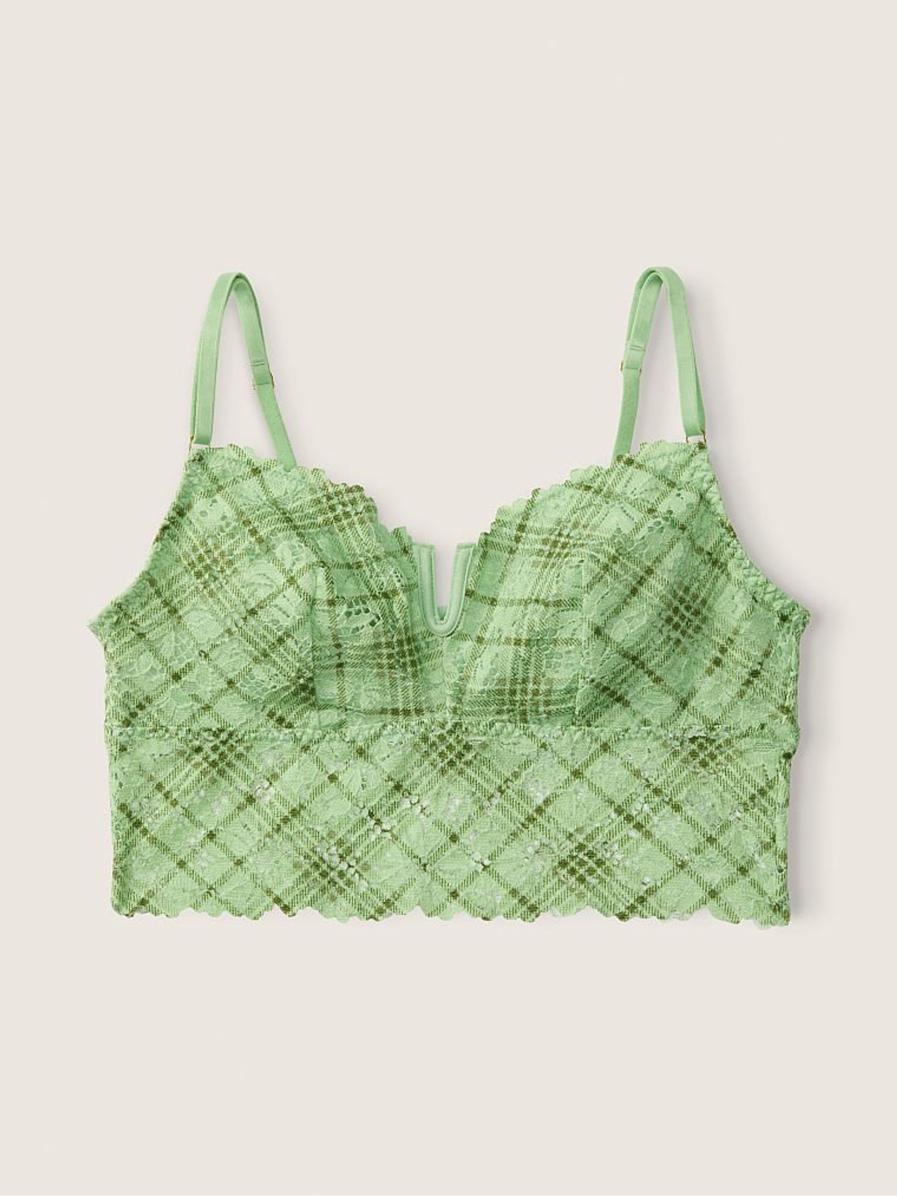 Soft Jade Green Lace Longline Bralette - Image 1 of 2