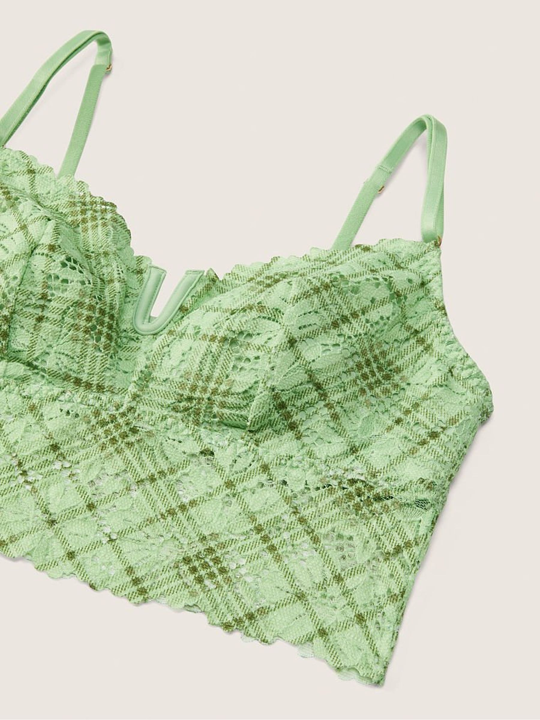 Soft Jade Green Lace Longline Bralette - Image 2 of 2