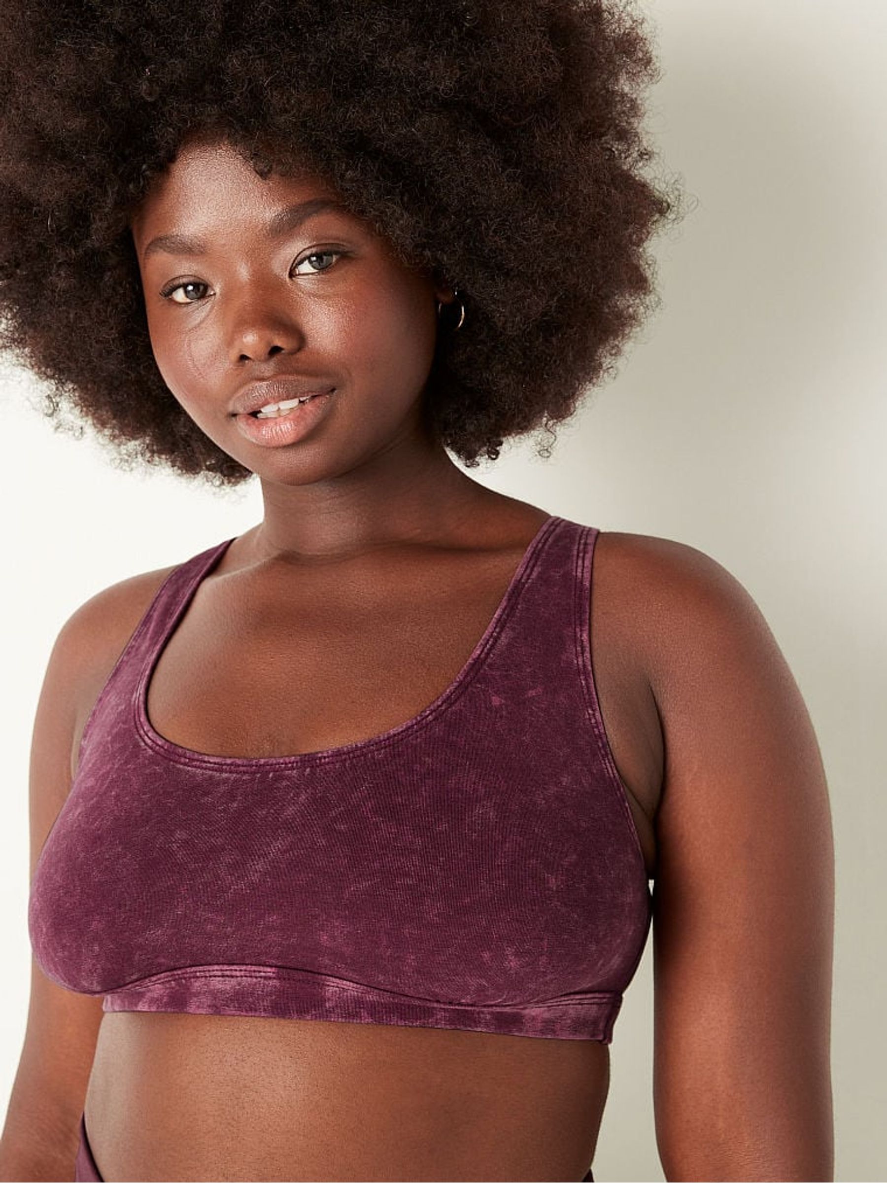 Rich Maroon Wash Red Loungin' Cotton Scoop Bralette - Image 3 of 4