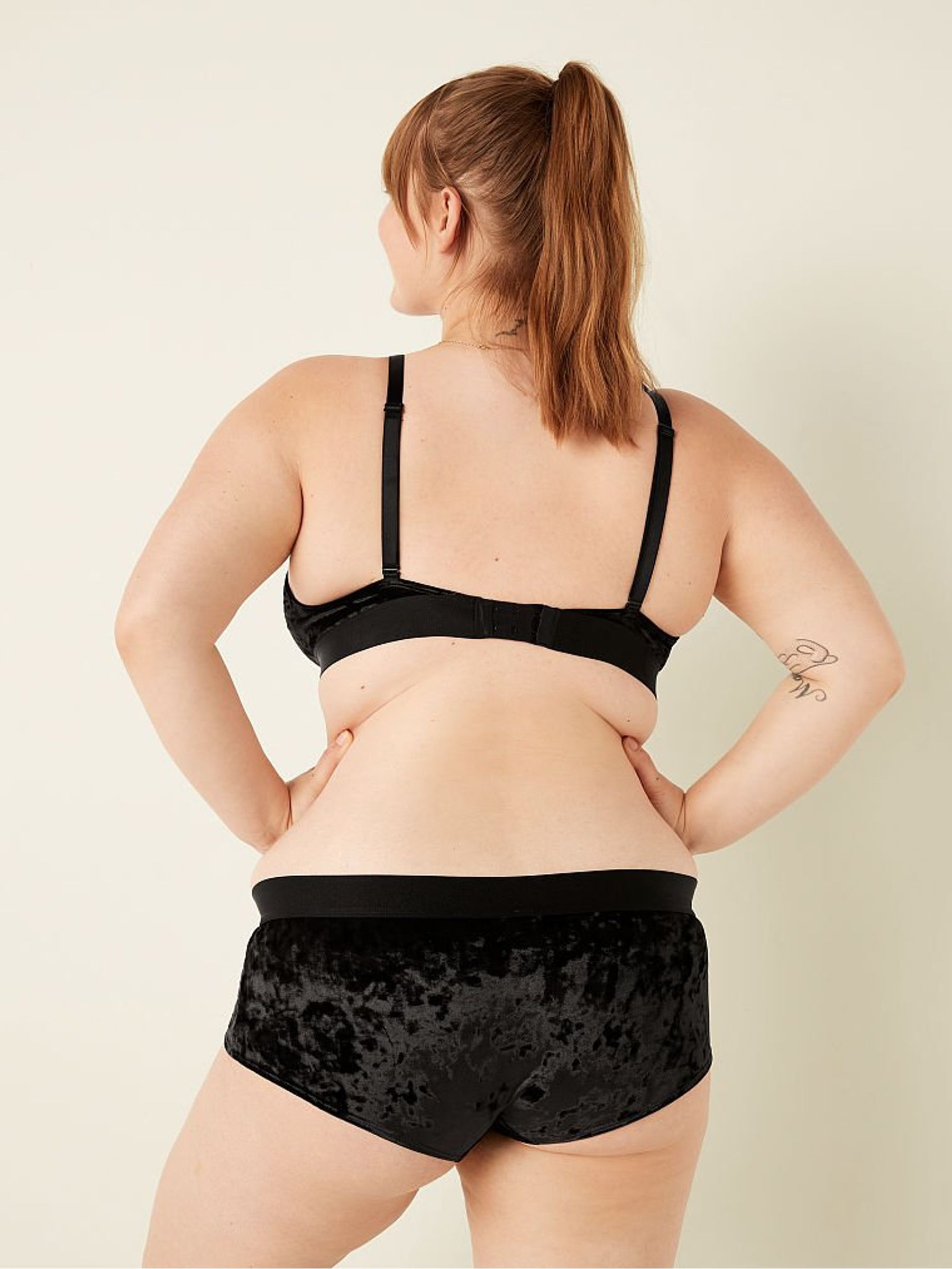 Pure Black Fuller Cup Velvet Unlined Triangle Bralette - Image 2 of 4