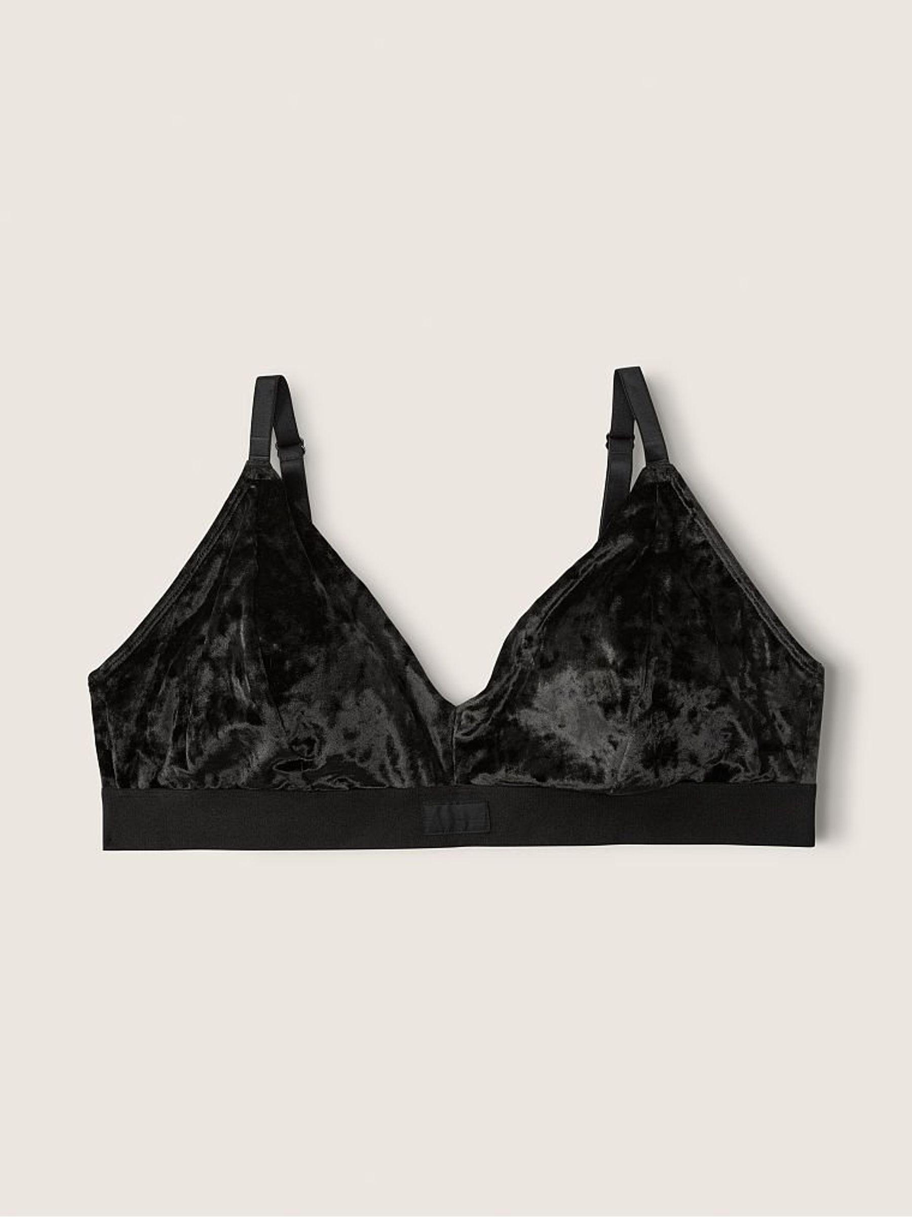 Pure Black Fuller Cup Velvet Unlined Triangle Bralette - Image 3 of 4