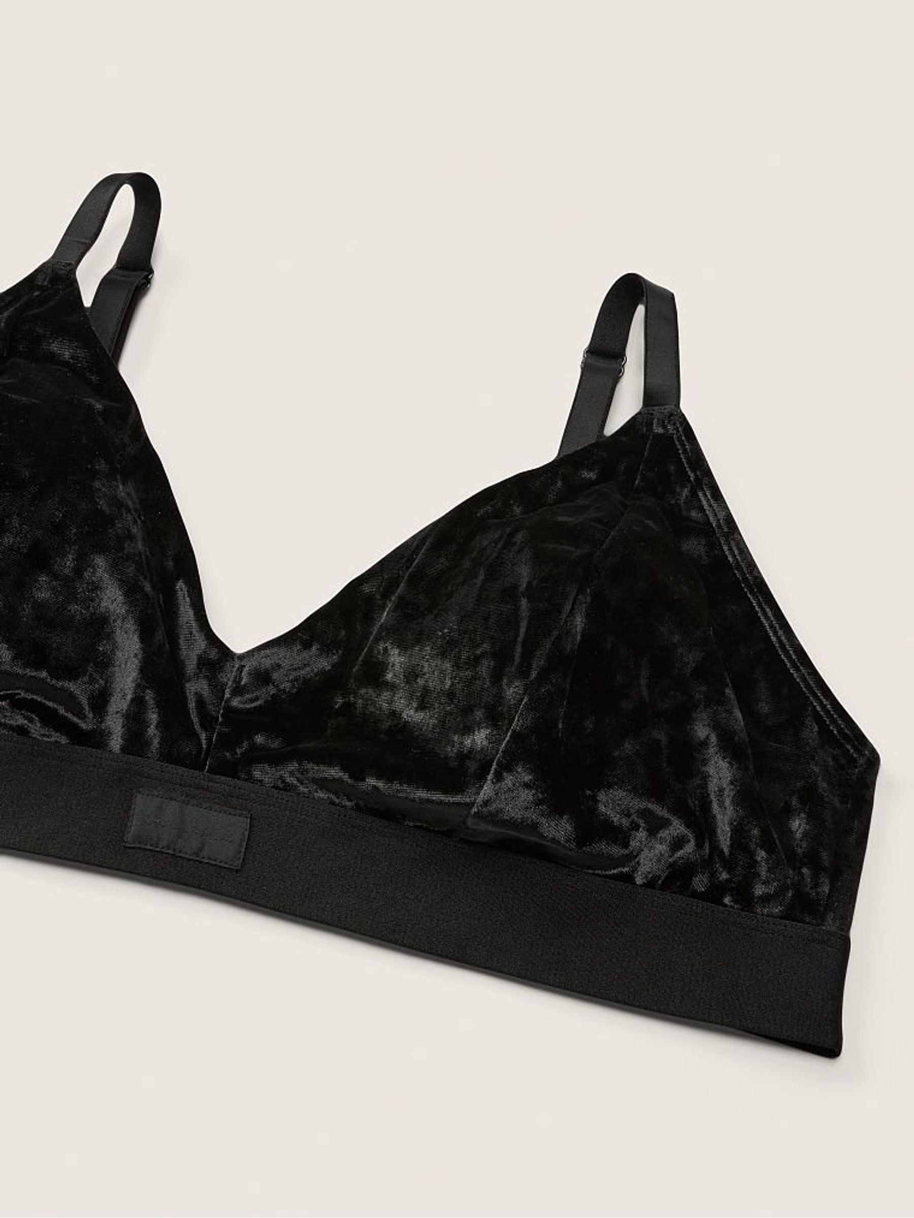 Pure Black Fuller Cup Velvet Unlined Triangle Bralette - Image 4 of 4