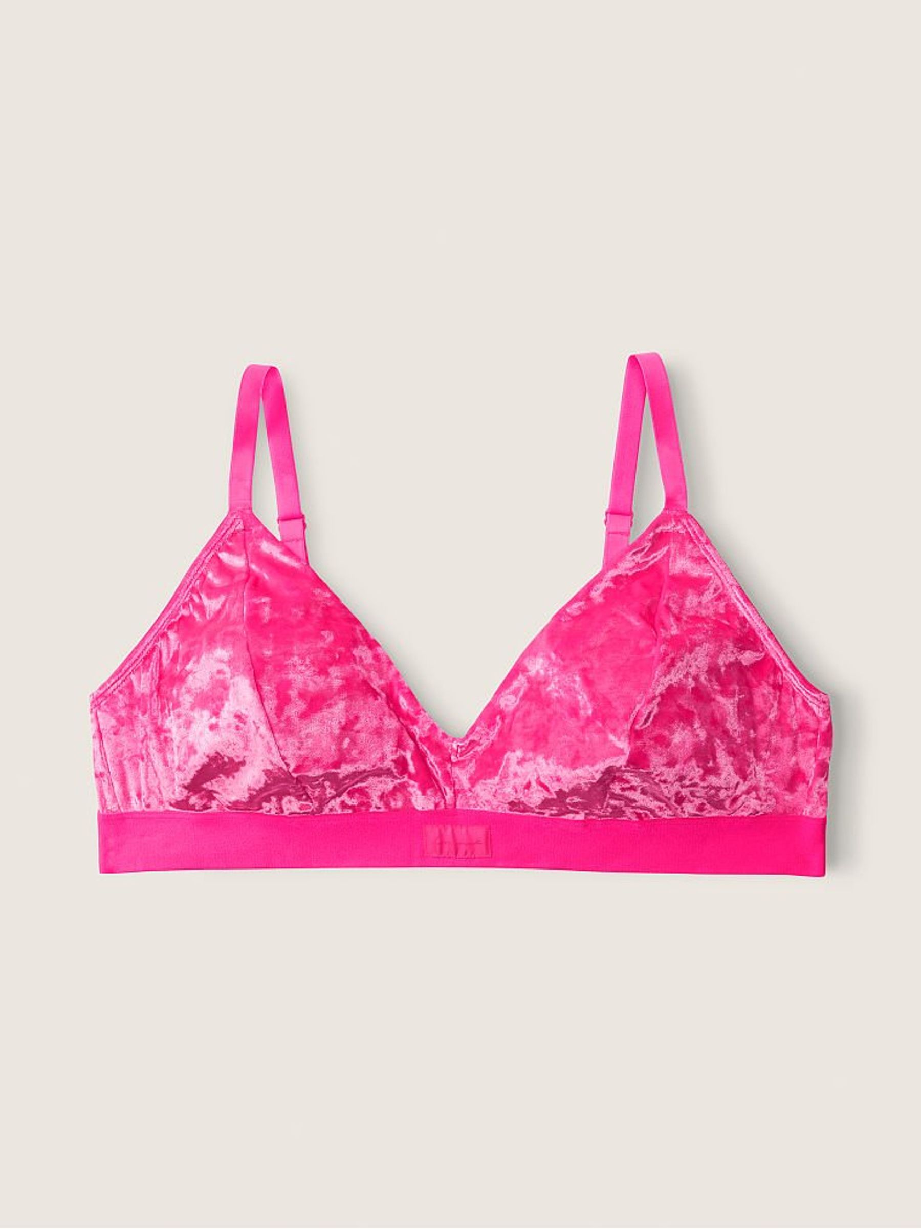 Atomic Pink Fuller Cup Velvet Unlined Triangle Bralette - Image 3 of 4