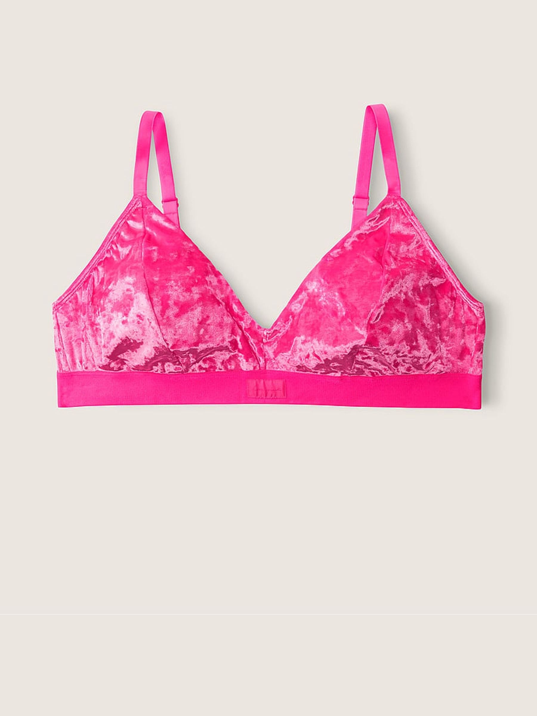 Atomic Pink Fuller Cup Velvet Unlined Triangle Bralette - Image 3 of 3