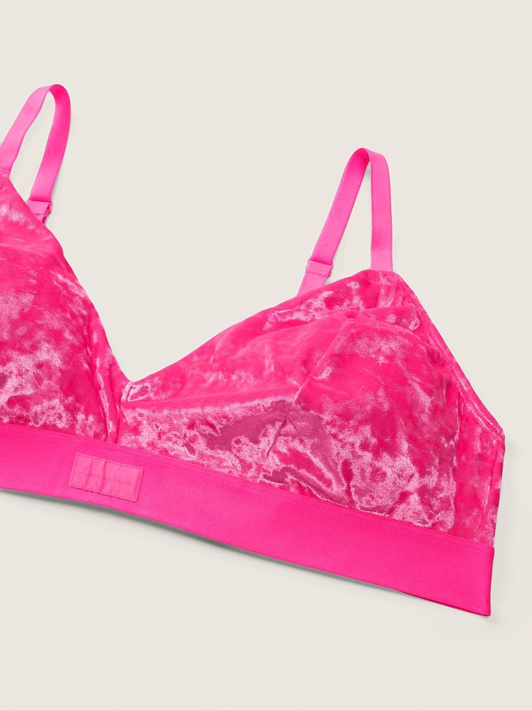 Atomic Pink Fuller Cup Velvet Unlined Triangle Bralette - Image 4 of 4