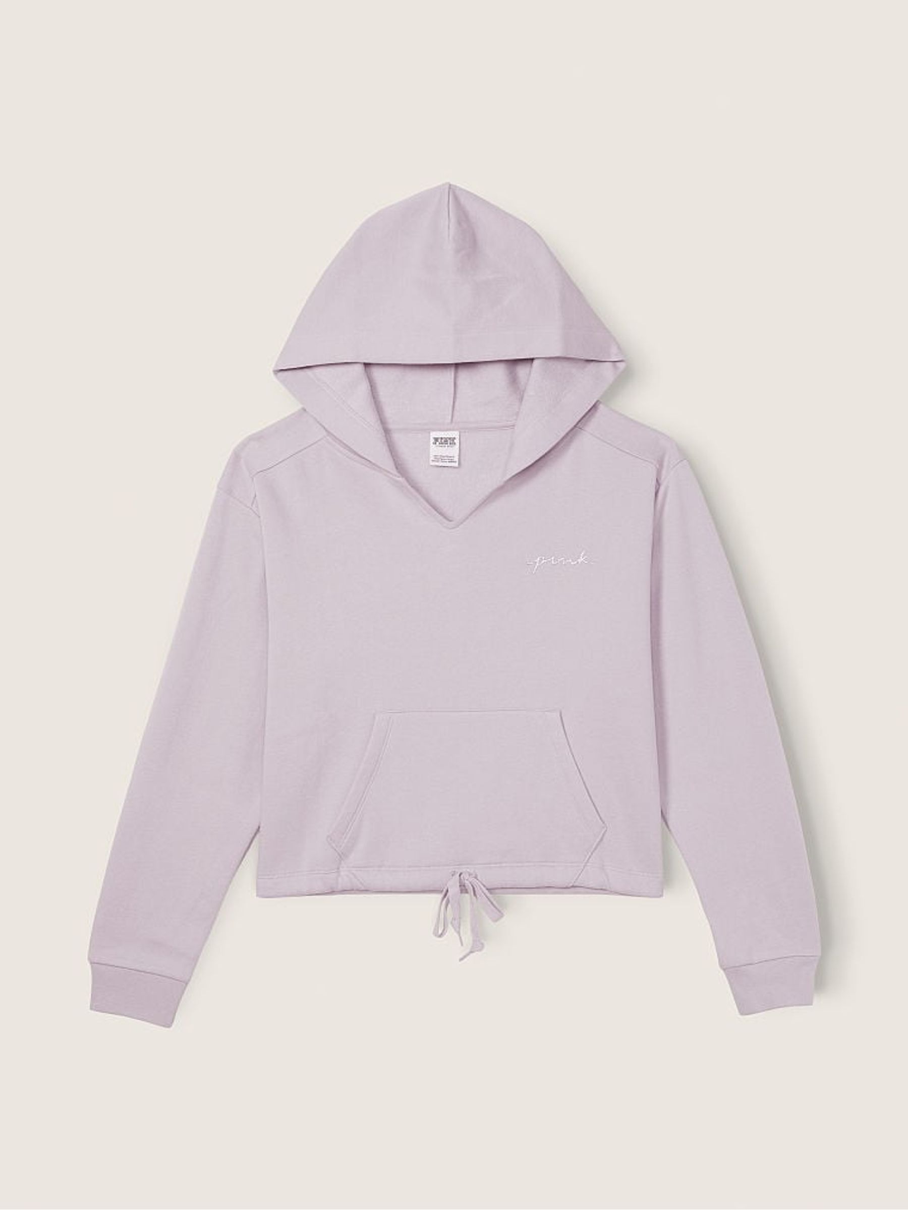Purple Fleece Cropped Cinched Campus Hoodie - Image 3 of 5
