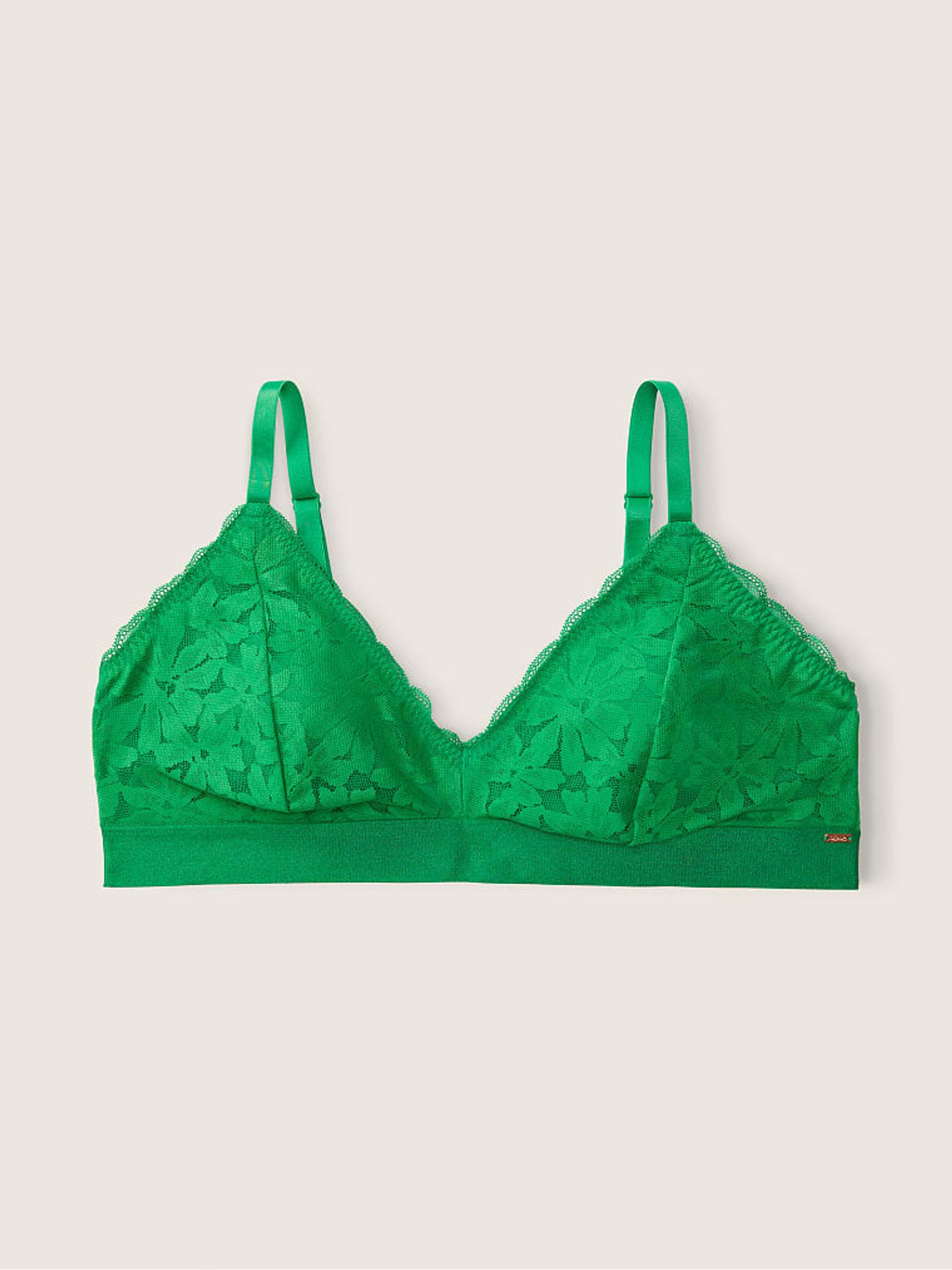 Happy Camper Green Fuller Cup Lace Unlined Triangle Bralette - Image 3 of 5