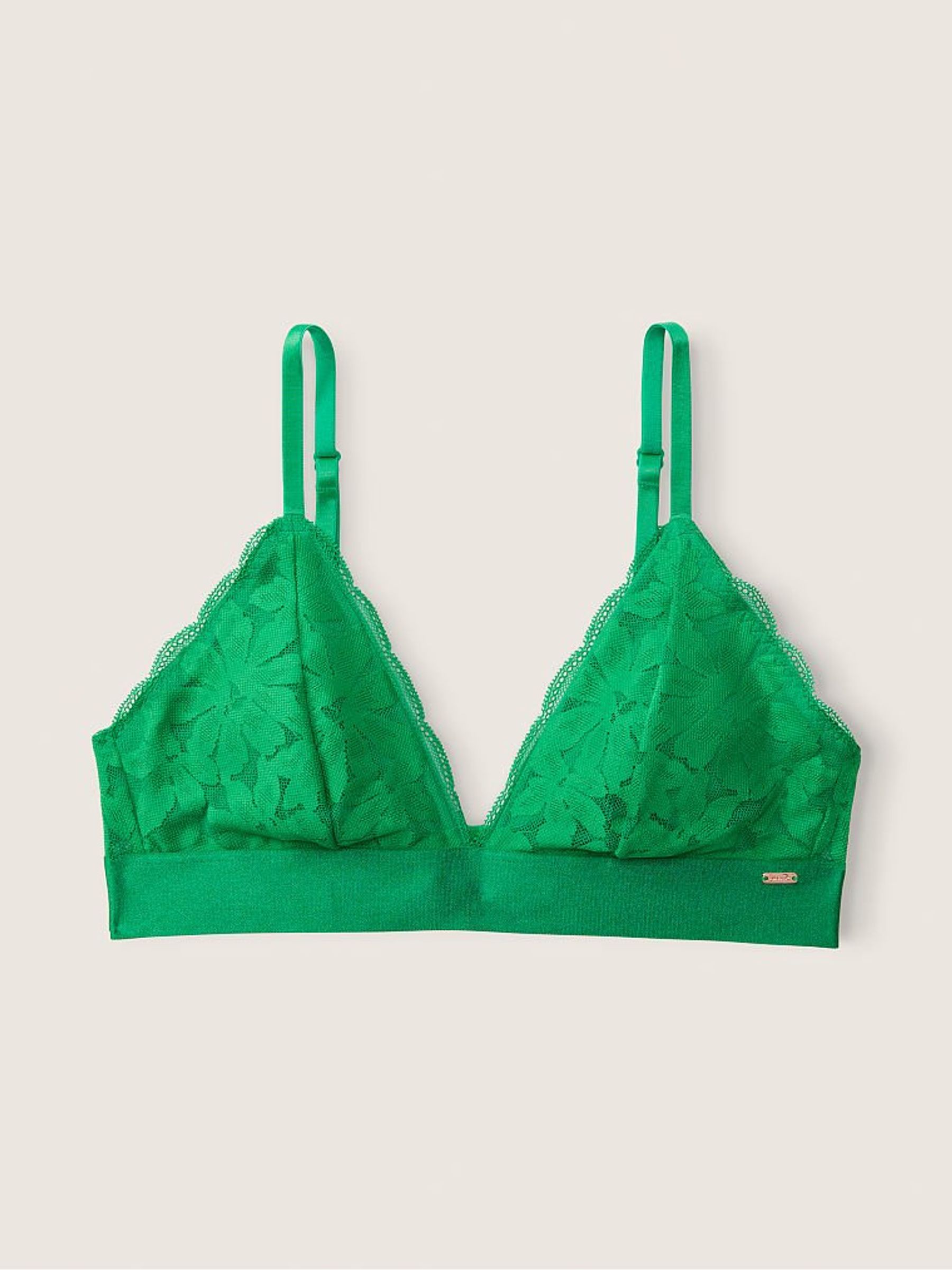 Happy Camper Green Fuller Cup Lace Unlined Triangle Bralette - Image 4 of 5