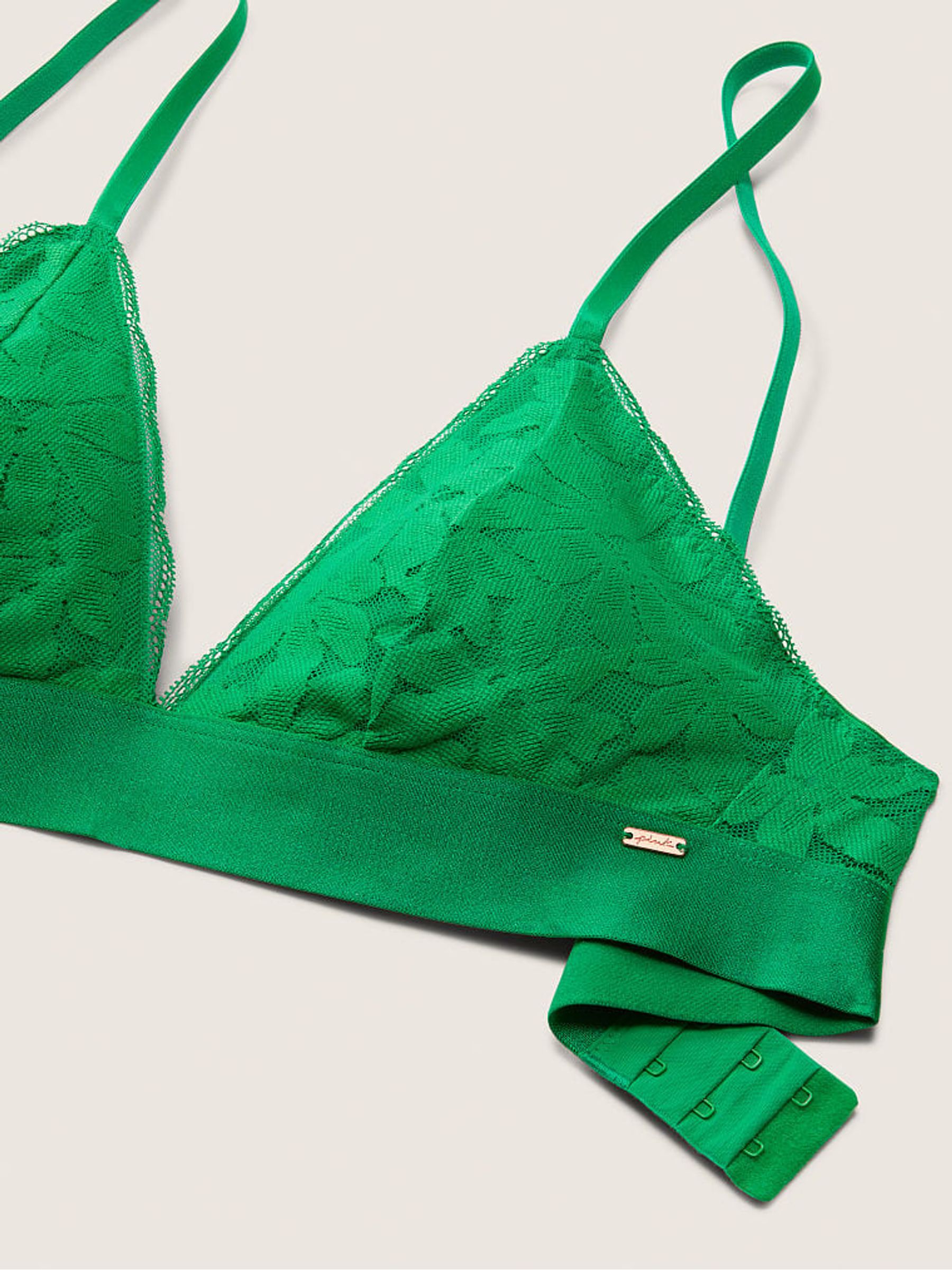 Happy Camper Green Fuller Cup Lace Unlined Triangle Bralette - Image 5 of 5