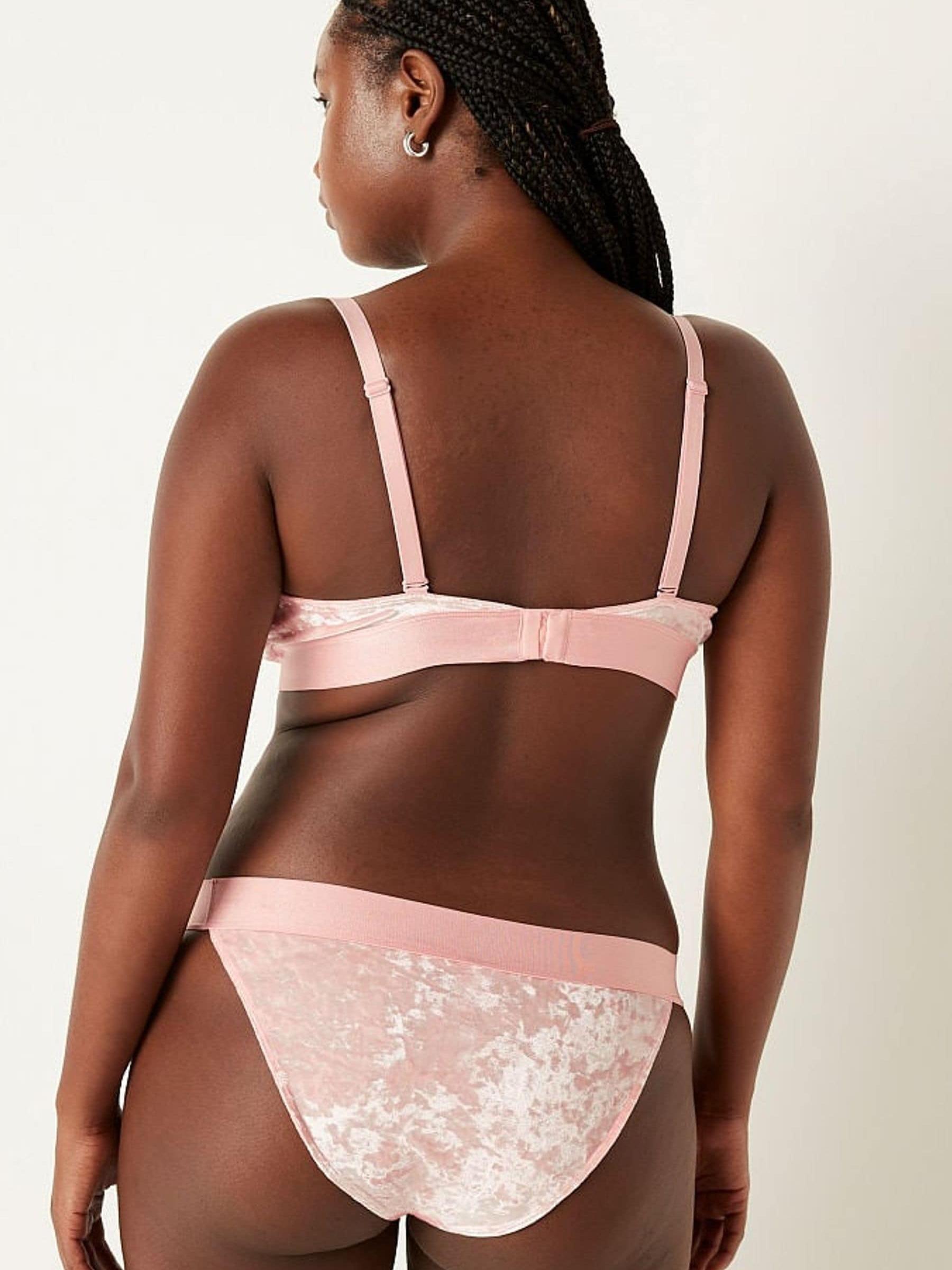 Silver Pink Fuller Cup Velvet Unlined Triangle Bralette - Image 2 of 4