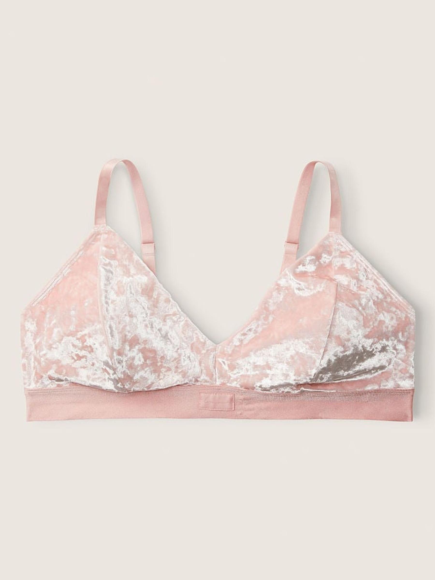 Silver Pink Fuller Cup Velvet Unlined Triangle Bralette - Image 4 of 4